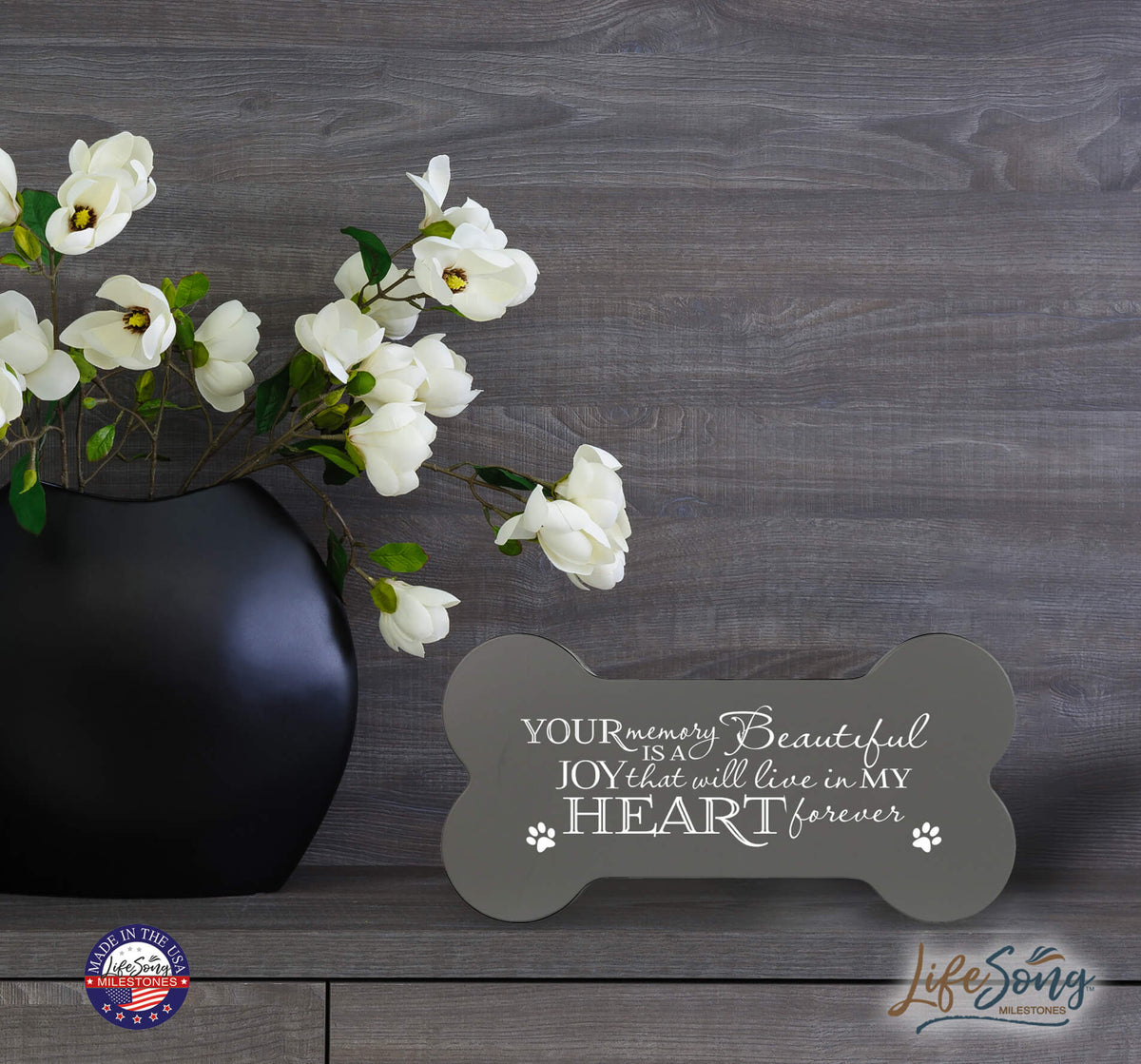 Pet Memorial Dog Bone Cremation Urn for Dog - Your Memory Is A Beautiful Joy - LifeSong Milestones