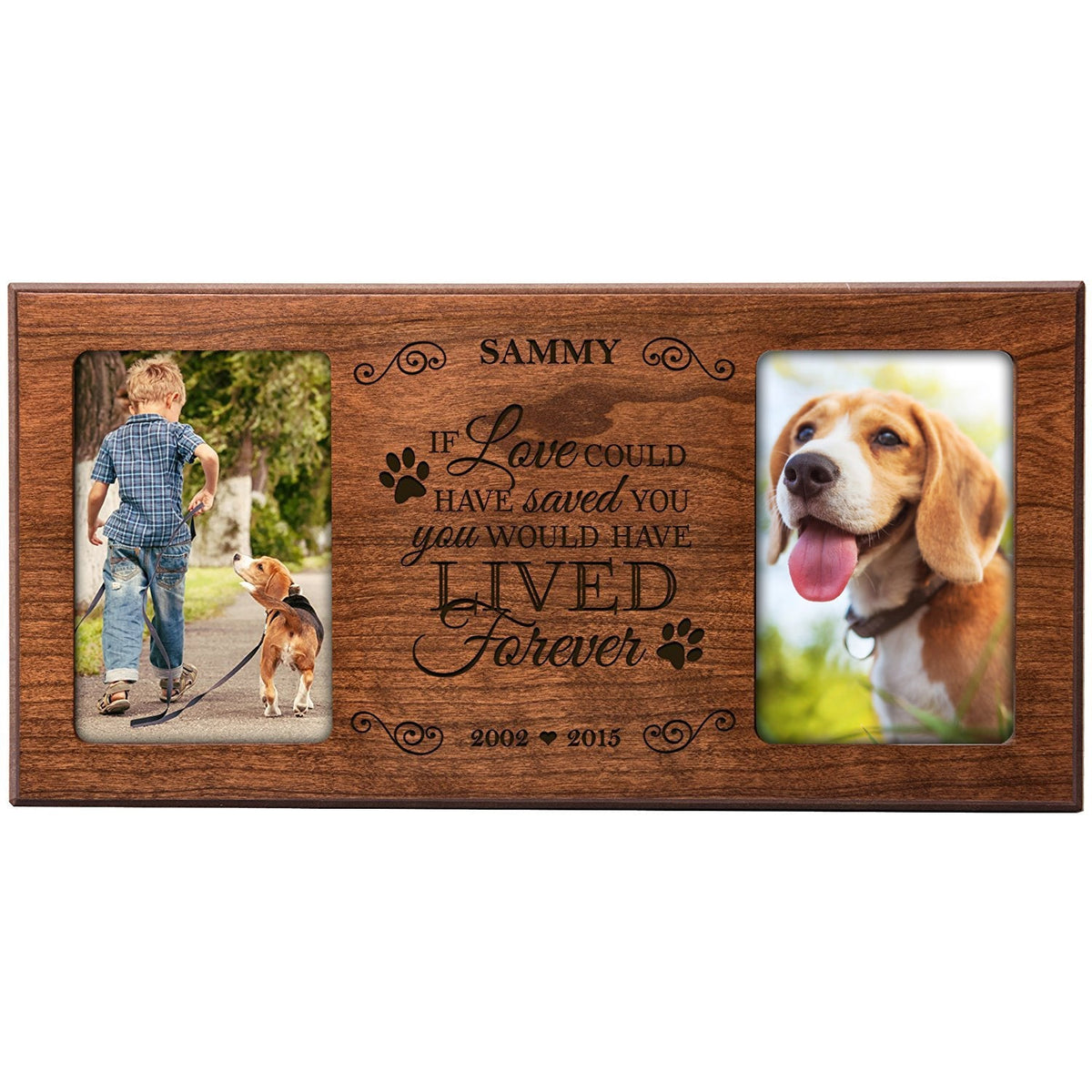 Pet Memorial Double Picture Frame - If Love Could Have Saved You - LifeSong Milestones