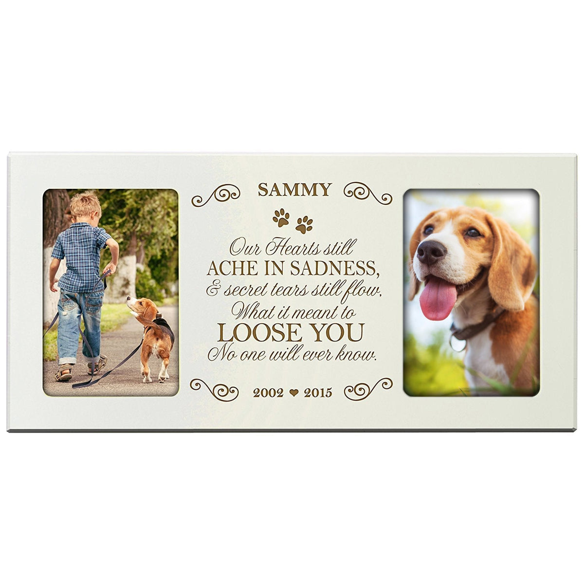 Pet Memorial Double Picture Frame - Our Hearts Still Ache In Sadness - LifeSong Milestones