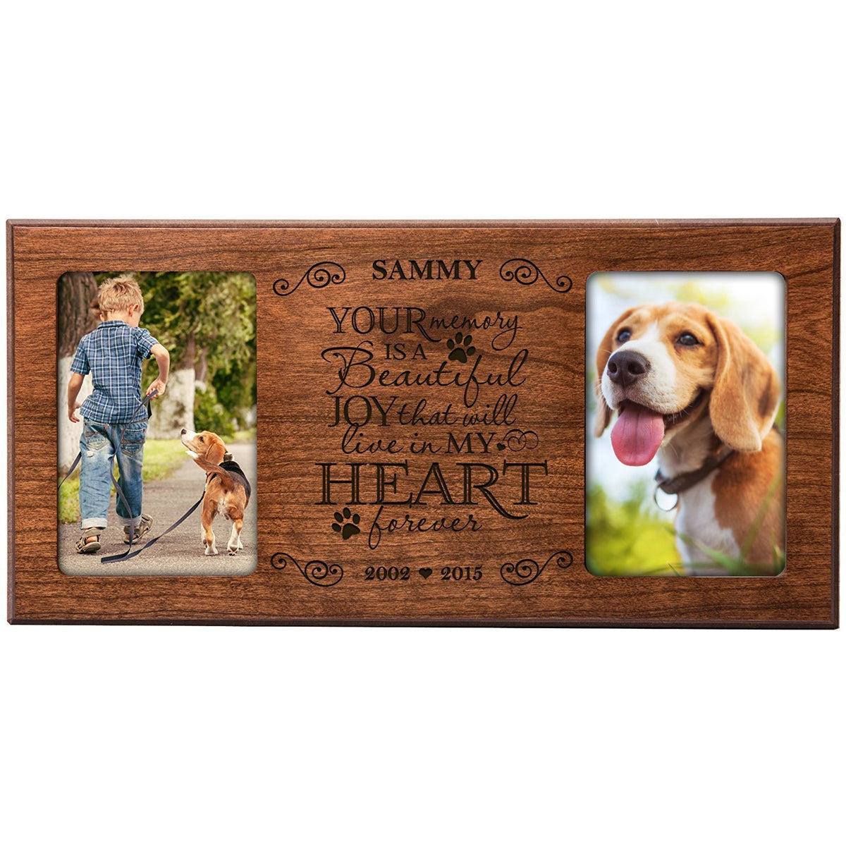 Pet Memorial Double Picture Frame - Your Memory Is A Beautiful Joy - LifeSong Milestones