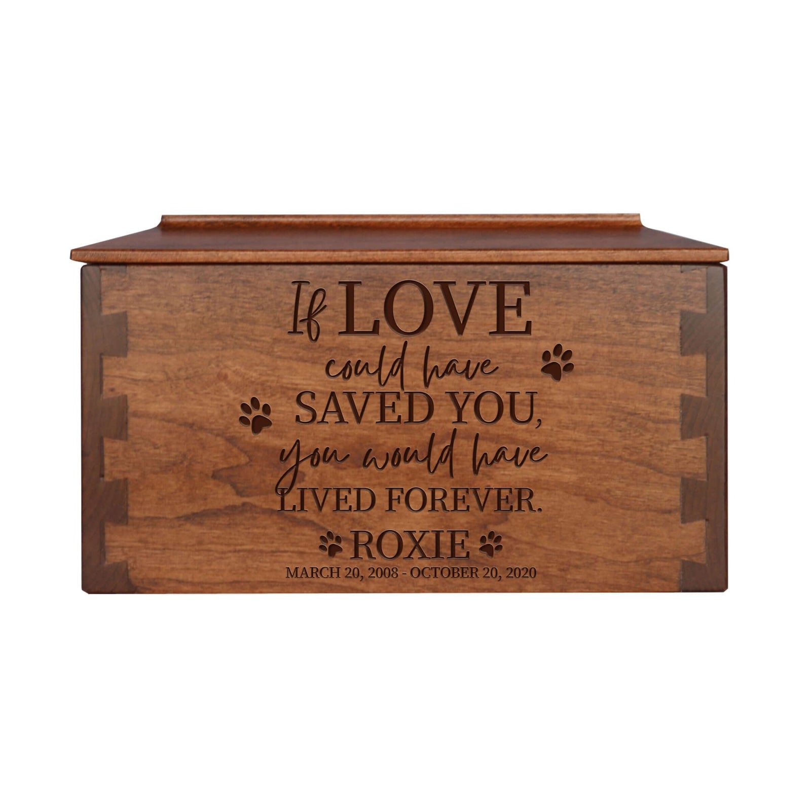 Pet Memorial Dovetail Cremation Urn Box for Dog or Cat - If Love Could Have Saved You - LifeSong Milestones