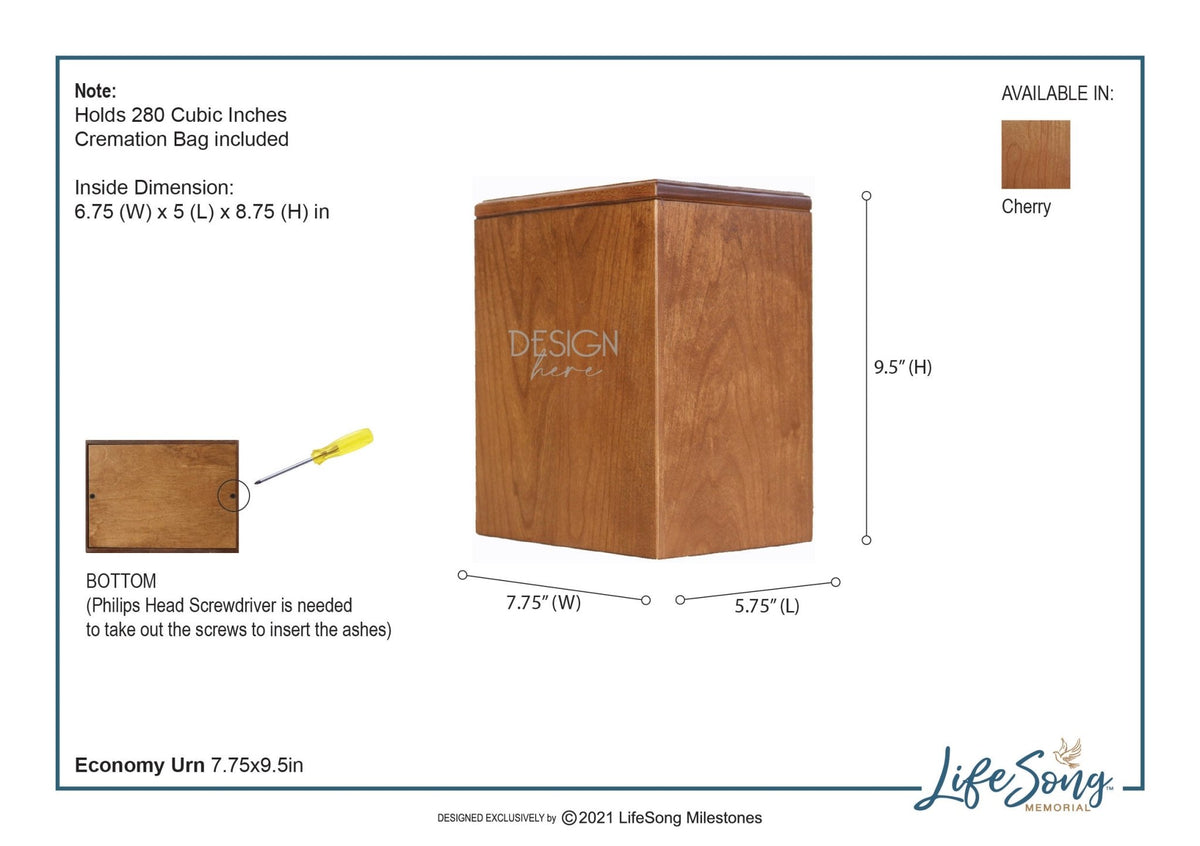 Pet Memorial Economy Cremation Urn Box for Dog or Cat - When Tomorrow Starts Without Me - LifeSong Milestones