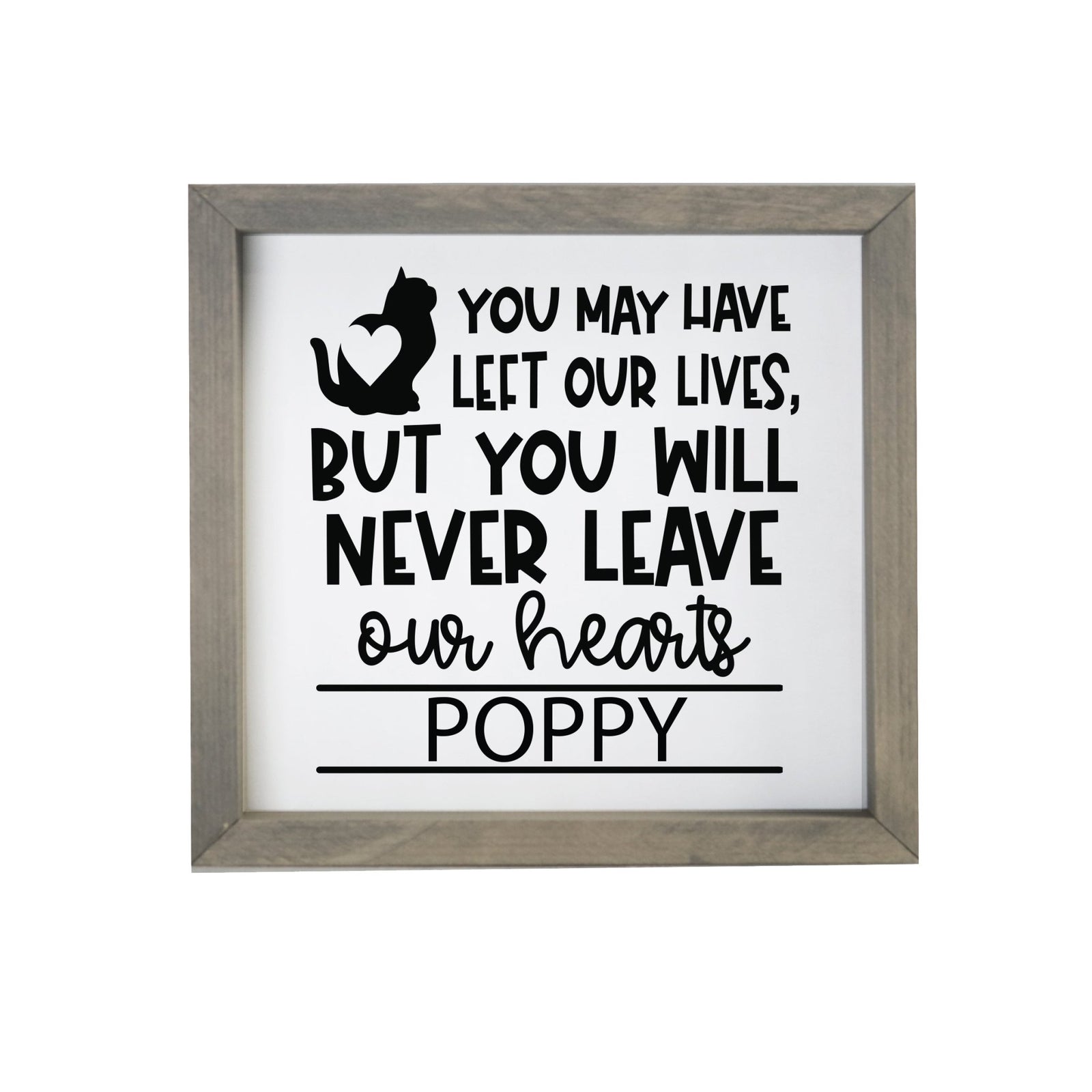 Pet Memorial Framed Shadow Box Décor - You May Have Left Our Lives (Cat) - LifeSong Milestones