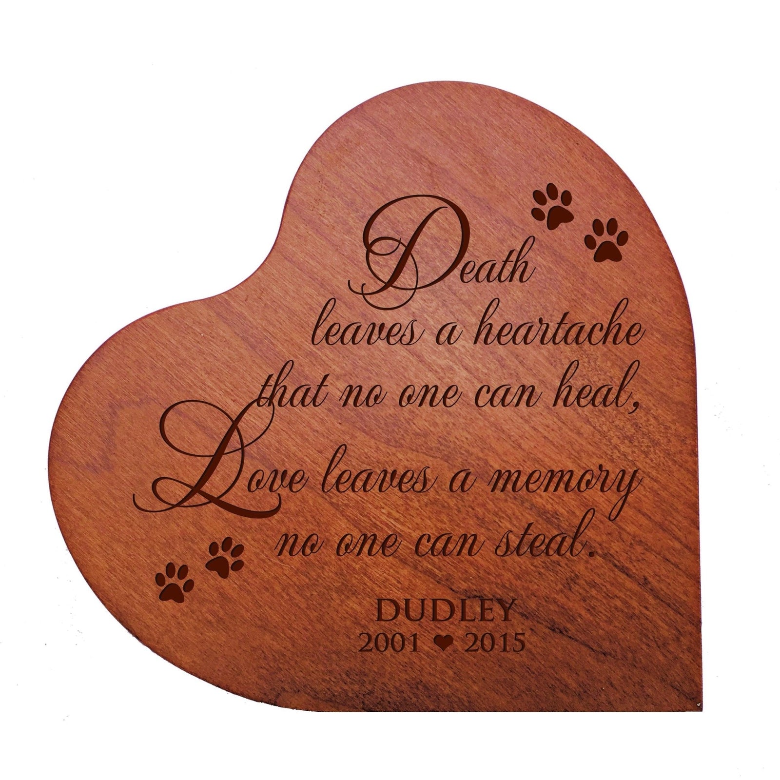 Pet Memorial Heart Block Décor - Death Leaves A Heartache - LifeSong Milestones