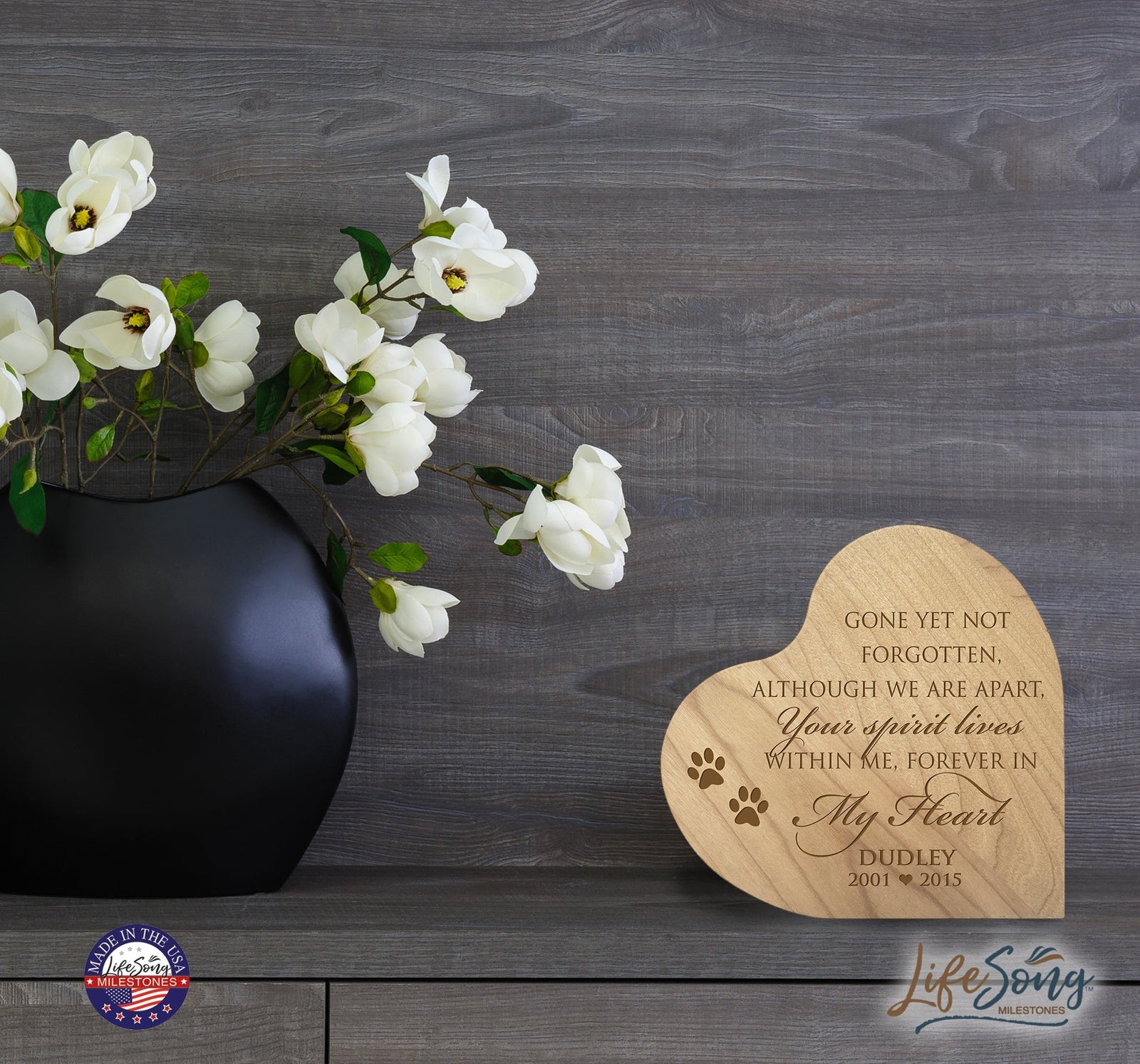 Pet Memorial Heart Block Décor - Gone Yet Not Forgotten - LifeSong Milestones