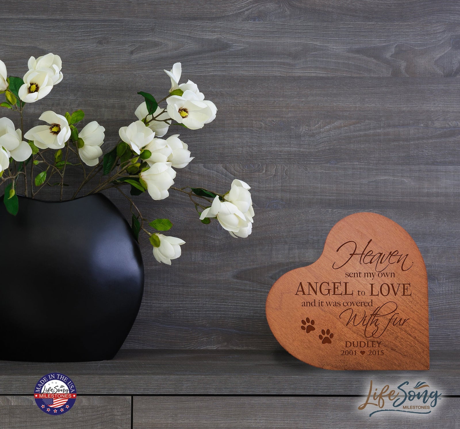 Pet Memorial Heart Block Décor - Heaven Sent My Own Angel - LifeSong Milestones