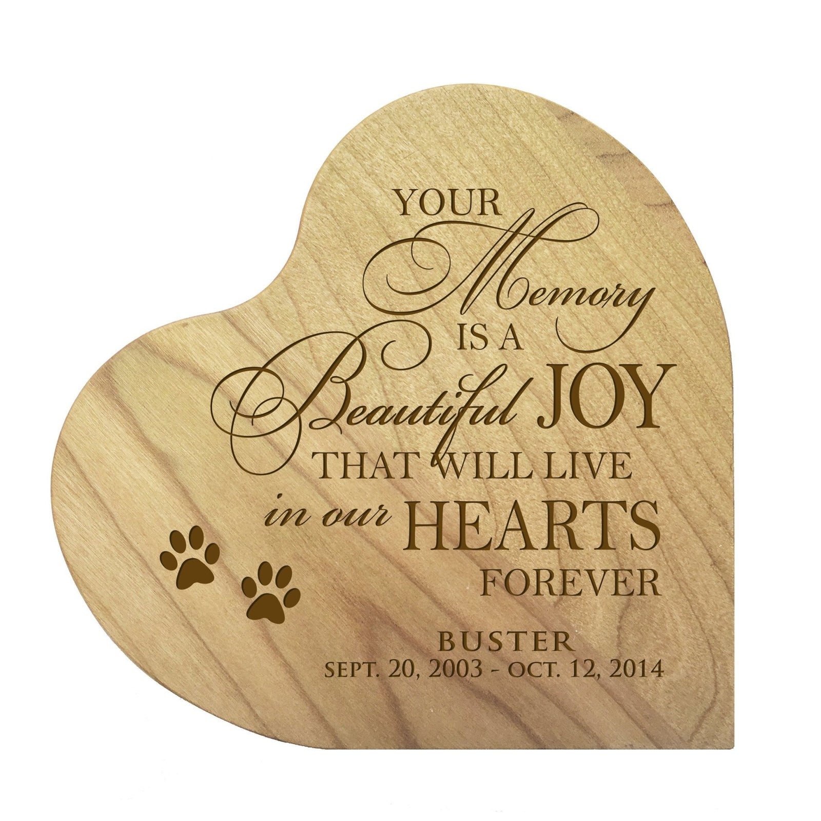 Pet Memorial Heart Block Décor - Your Memory Is A Beautiful Joy - LifeSong Milestones