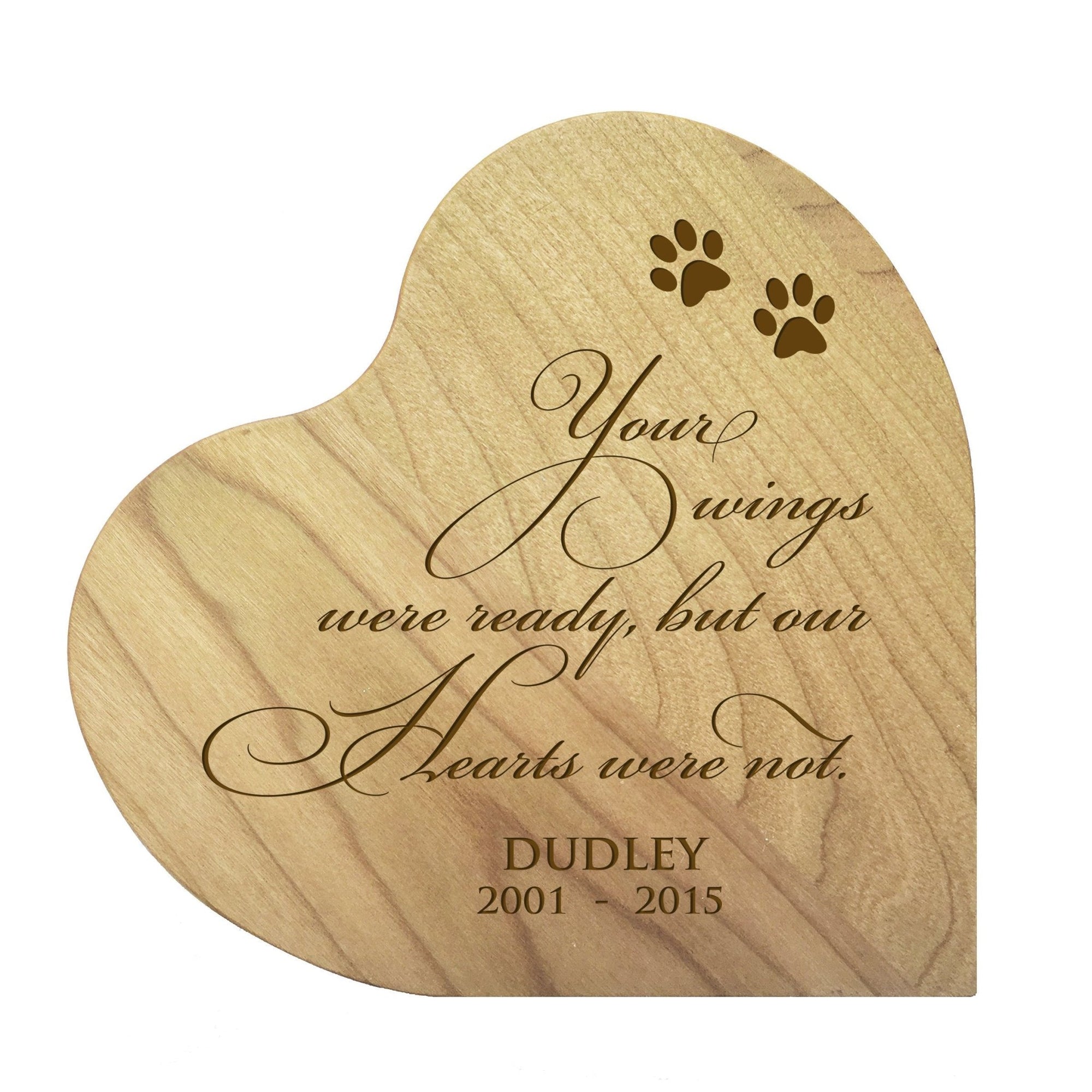 Pet Memorial Heart Block Décor - Your Wings Were Ready - LifeSong Milestones