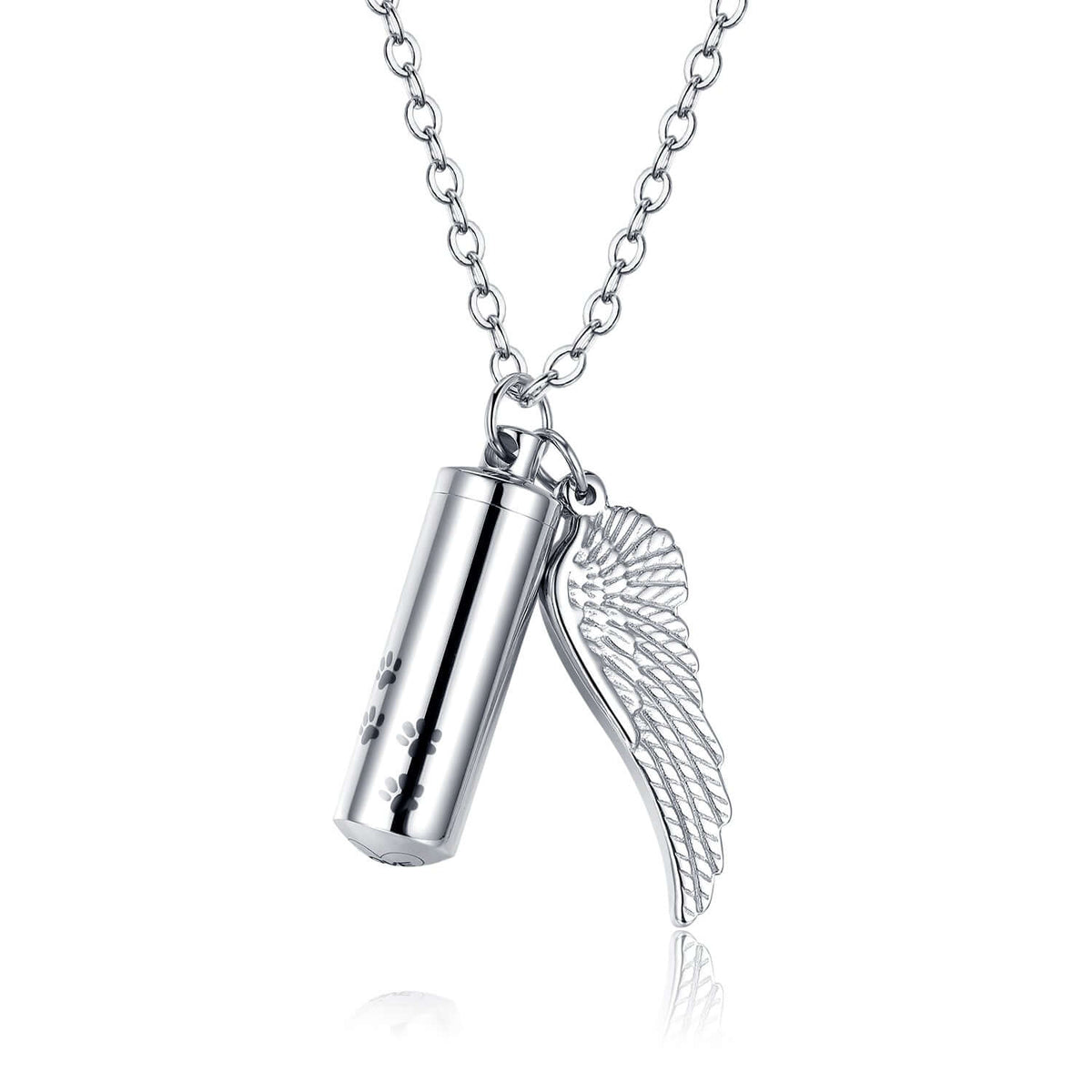 Pet Memorial Jewelry Cremation Urn for Dog or Cat - Wing & Paw Prints - LifeSong Milestones
