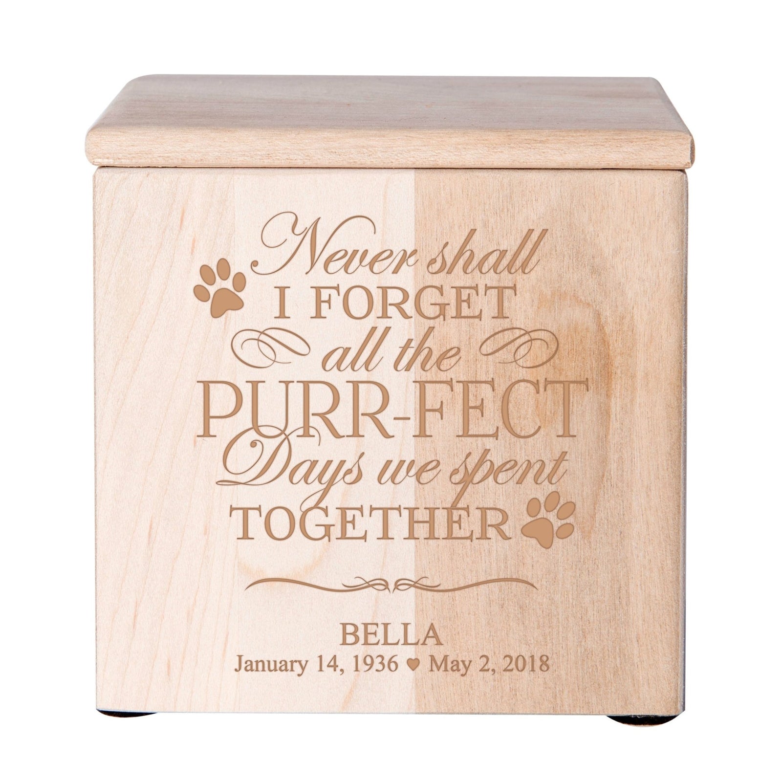 Small Wooden Keepsake Pet Urn Box for Ashes