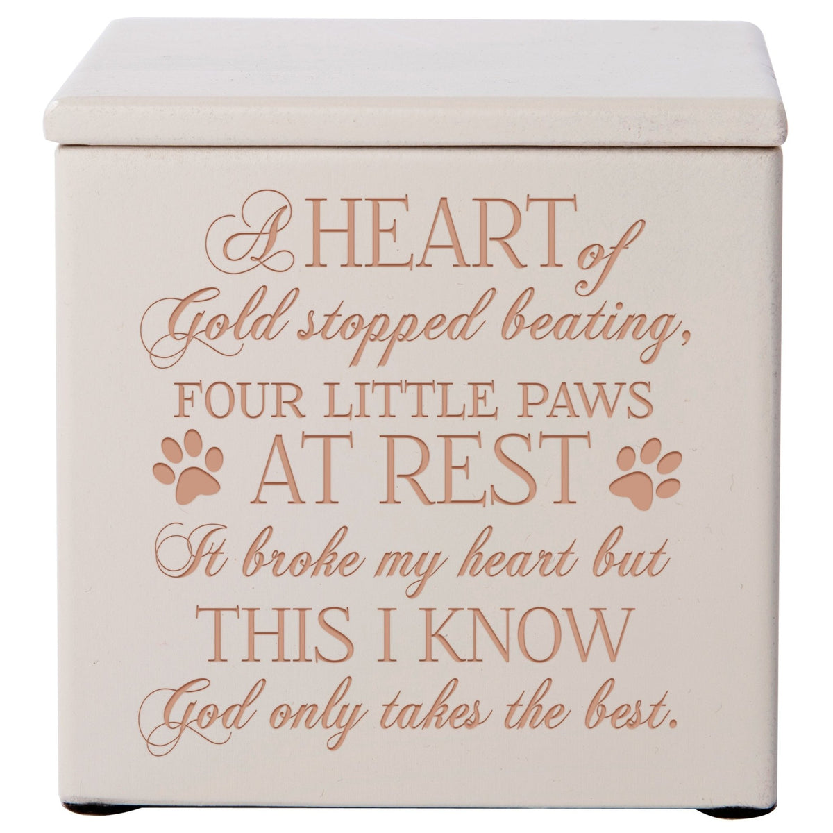 Pet Memorial Keepsake Cremation Urn Box for Dog or Cat - A Heart of Gold - LifeSong Milestones