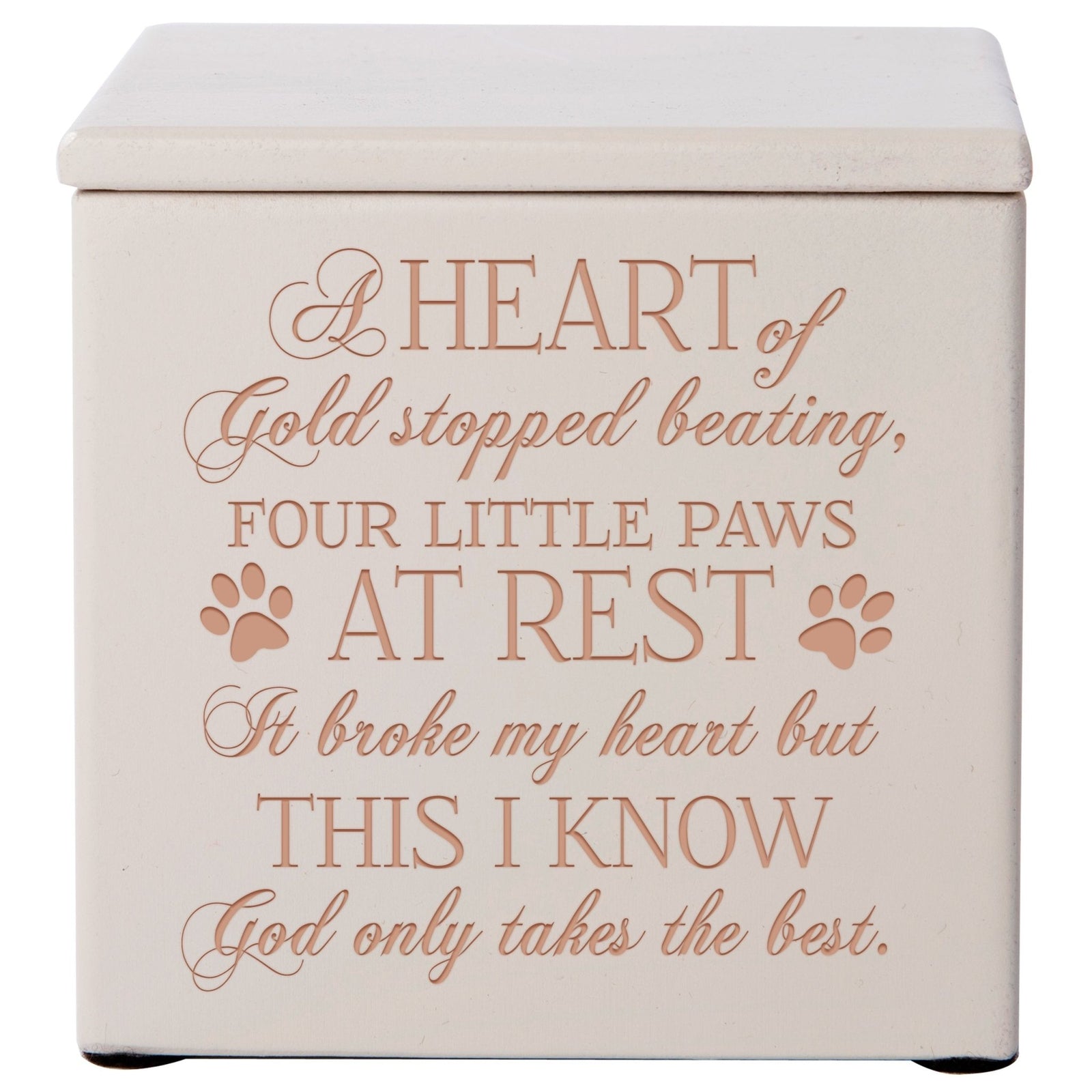 Pet Memorial Keepsake Cremation Urn Box for Dog or Cat - A Heart of Gold - LifeSong Milestones
