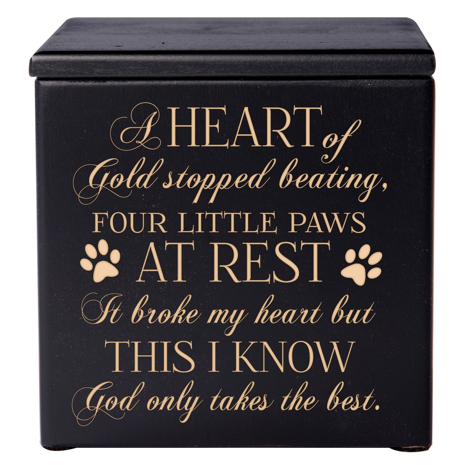 Pet Memorial Keepsake Cremation Urn Box for Dog or Cat - A Heart of Gold - LifeSong Milestones
