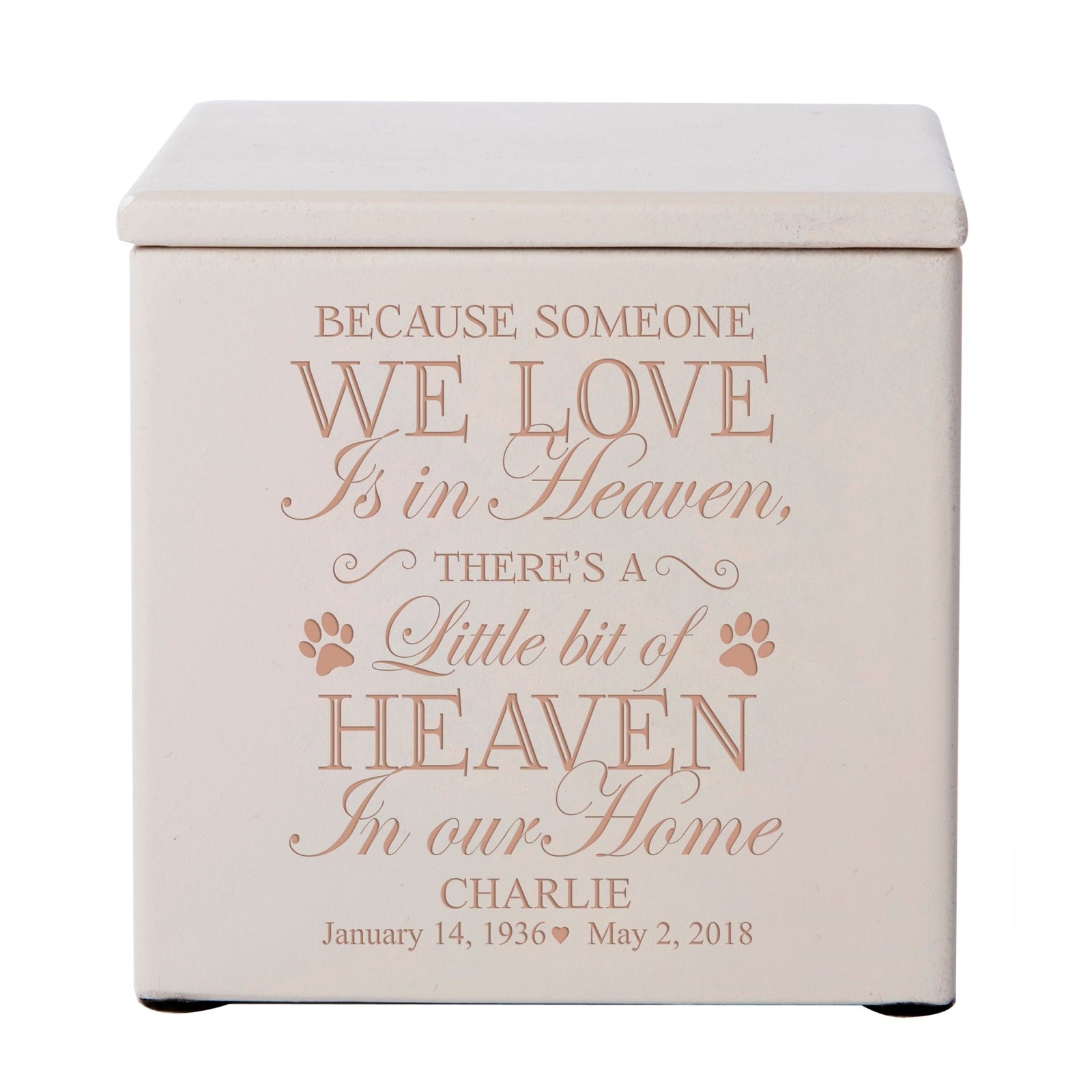 Personalized Pet Memorial Wooden Keepsake Cremation Urn Box for Dog or Cat