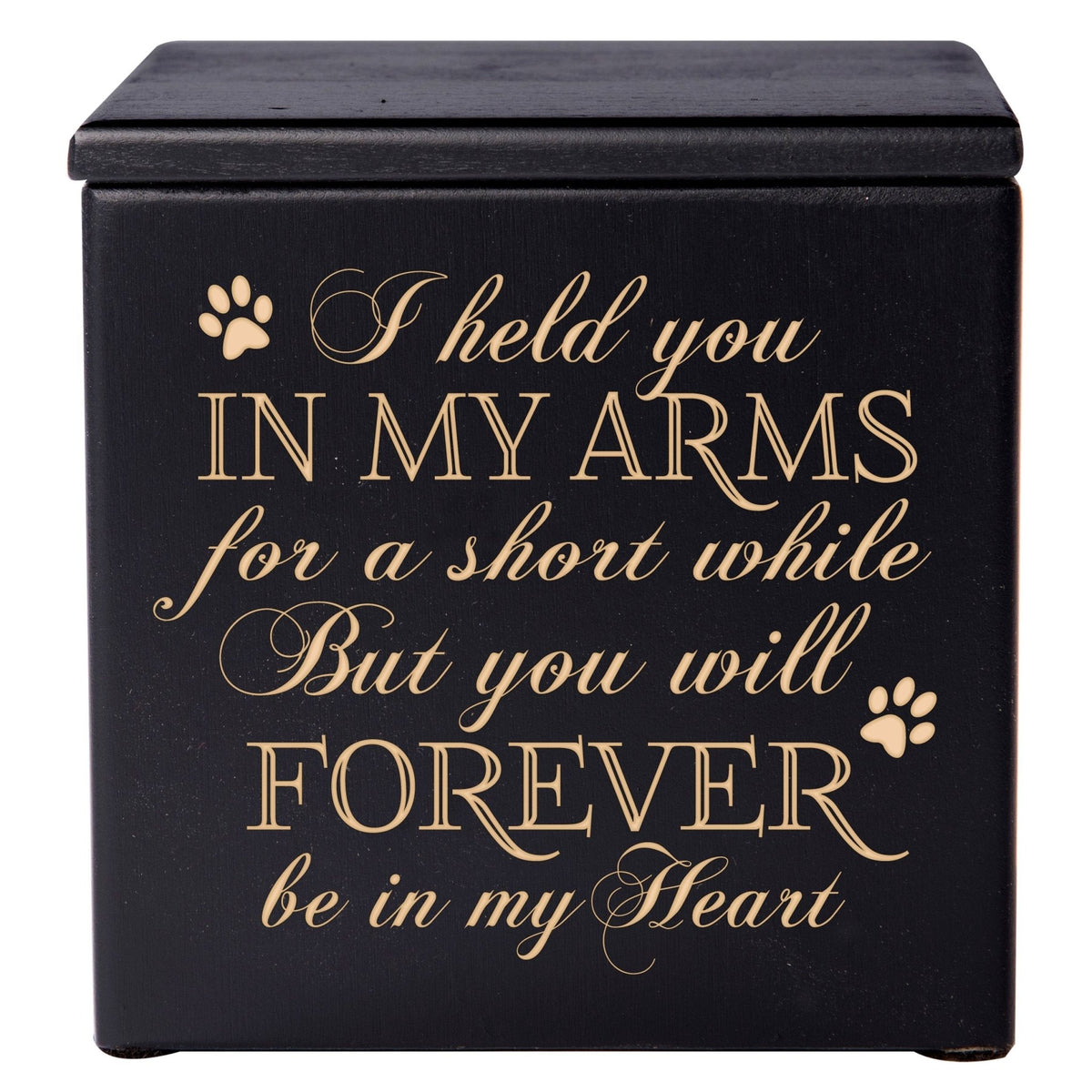 Pet Memorial Keepsake Cremation Urn Box for Dog or Cat - I Held You In My Arms - LifeSong Milestones