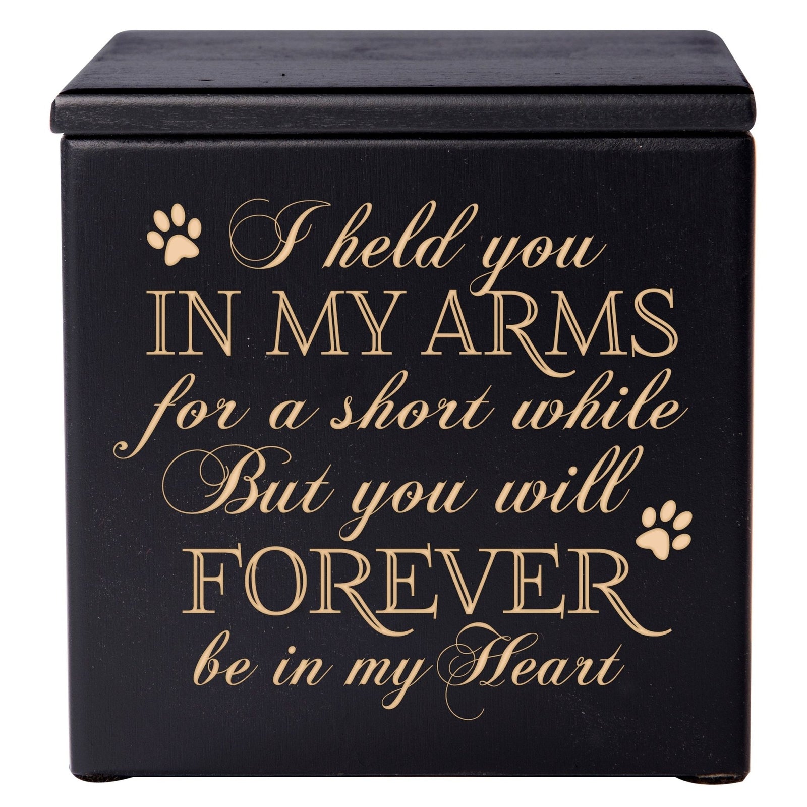 Pet Memorial Keepsake Cremation Urn Box for Dog or Cat - I Held You In My Arms - LifeSong Milestones