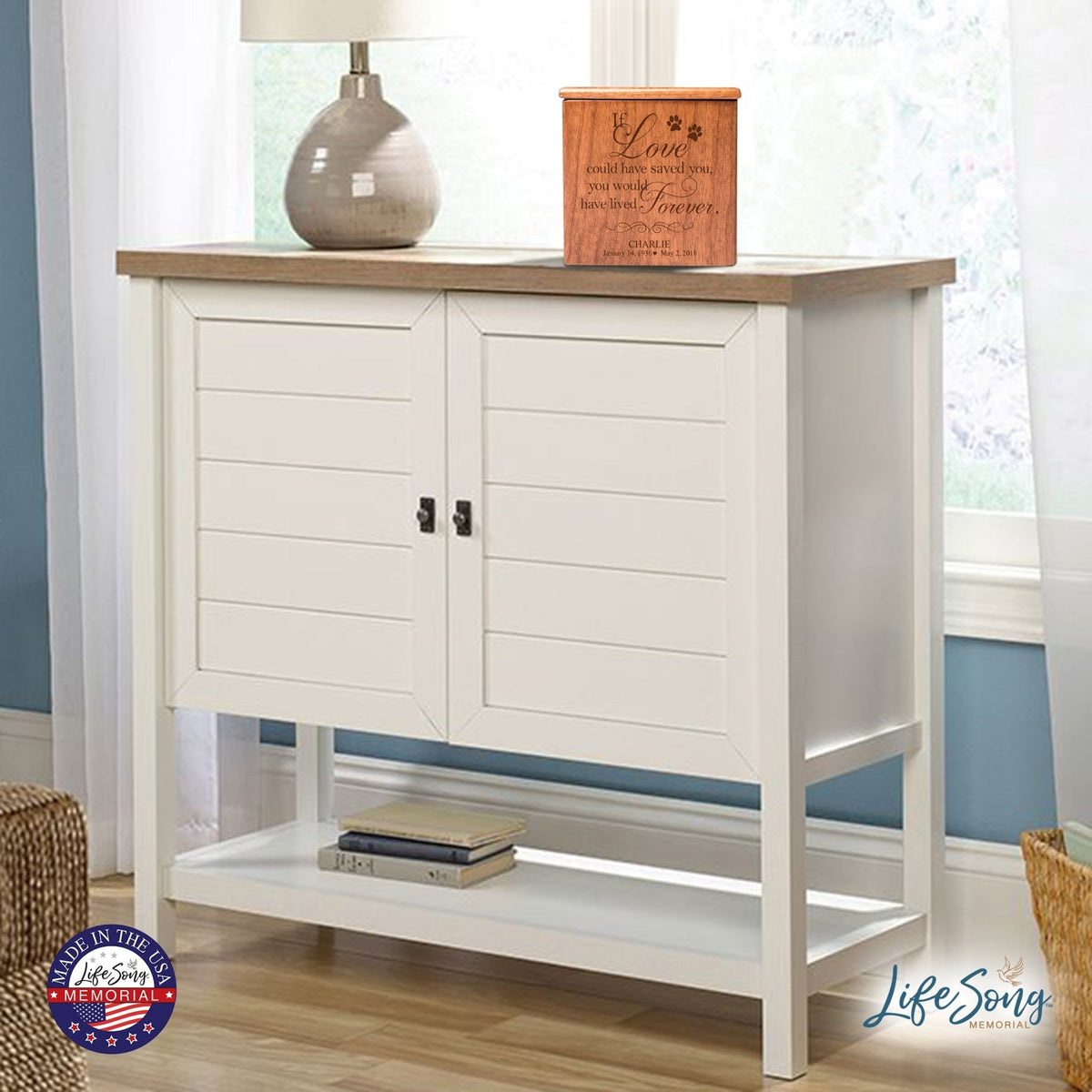 Pet Memorial Keepsake Cremation Urn Box for Dog or Cat - If Love Could Have Saved You - LifeSong Milestones