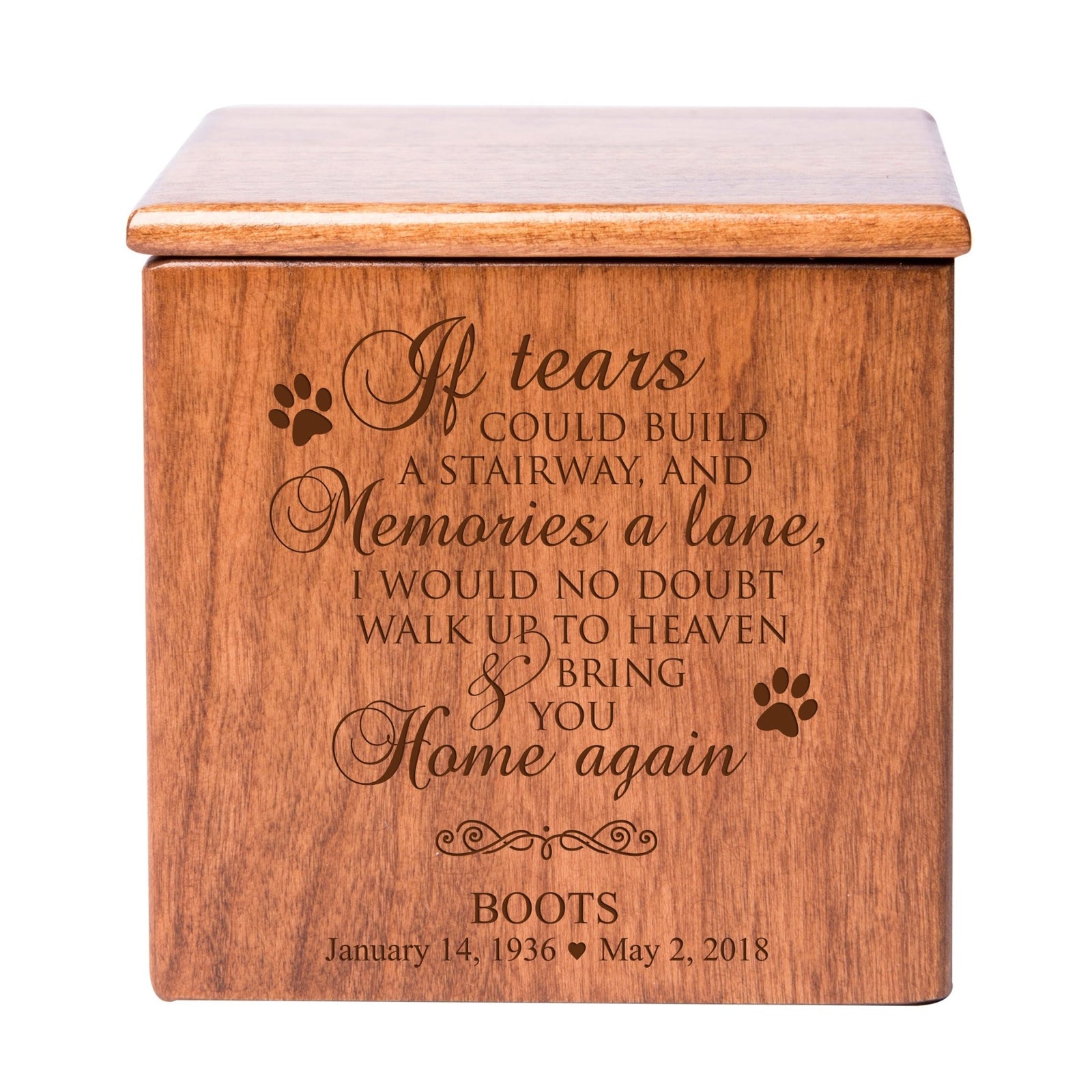 Small Wooden Keepsake Pet Urn Box for Ashes