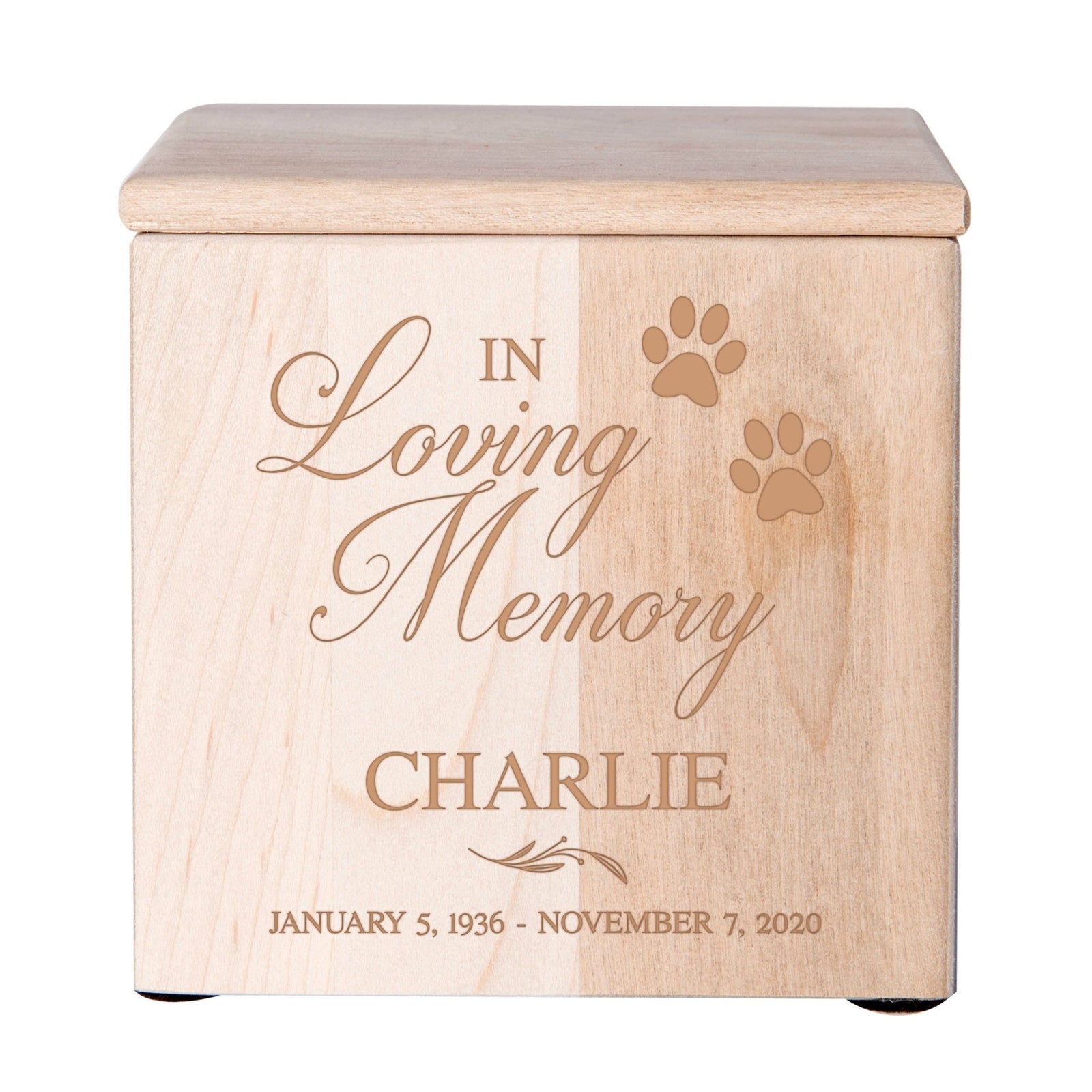 Small Wooden Keepsake Pet Urn Box for Ashes
