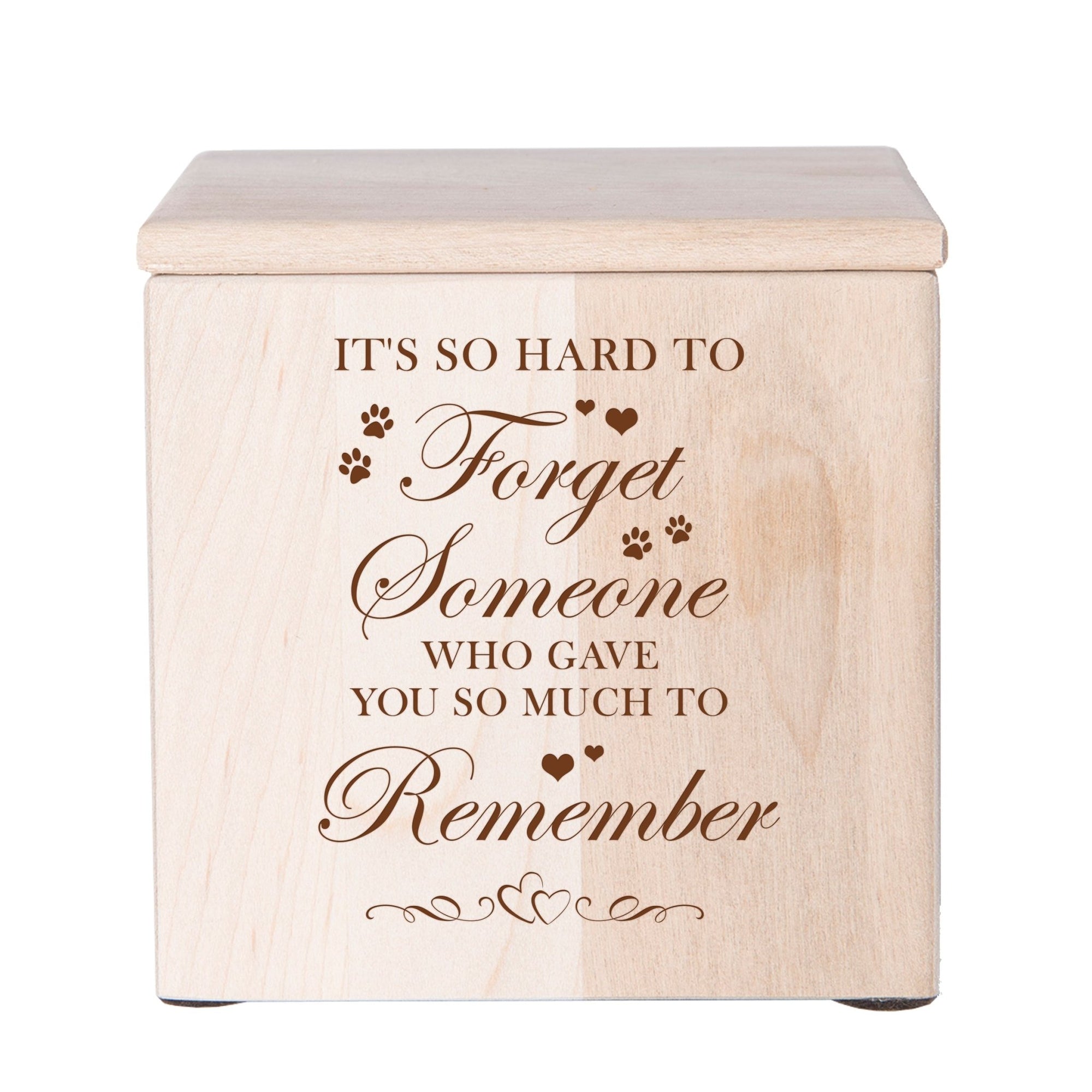 Pet Memorial Keepsake Cremation Urn Box for Dog or Cat - It's So Hard To Forget - LifeSong Milestones