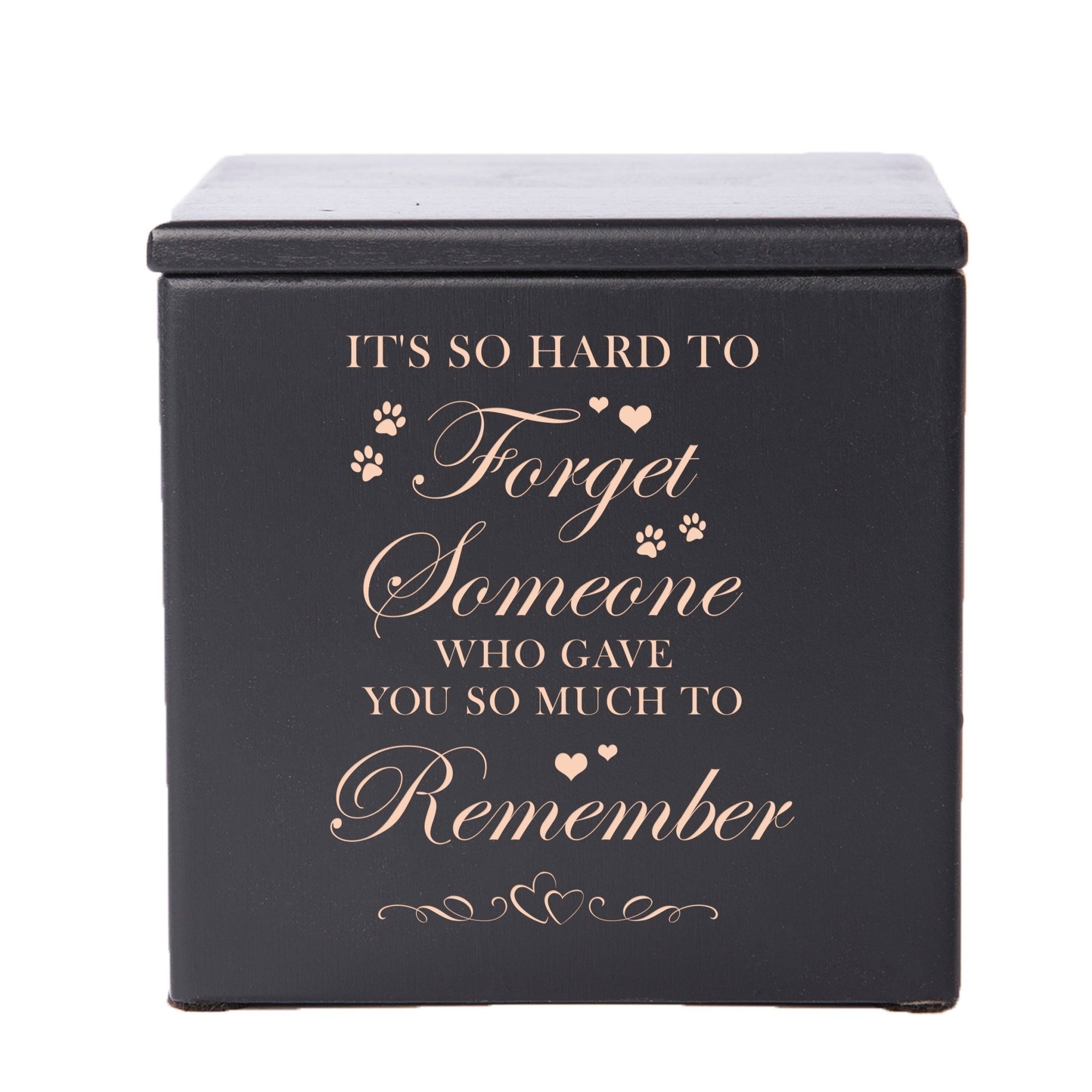 Pet Memorial Keepsake Cremation Urn Box for Dog or Cat - It's So Hard To Forget - LifeSong Milestones
