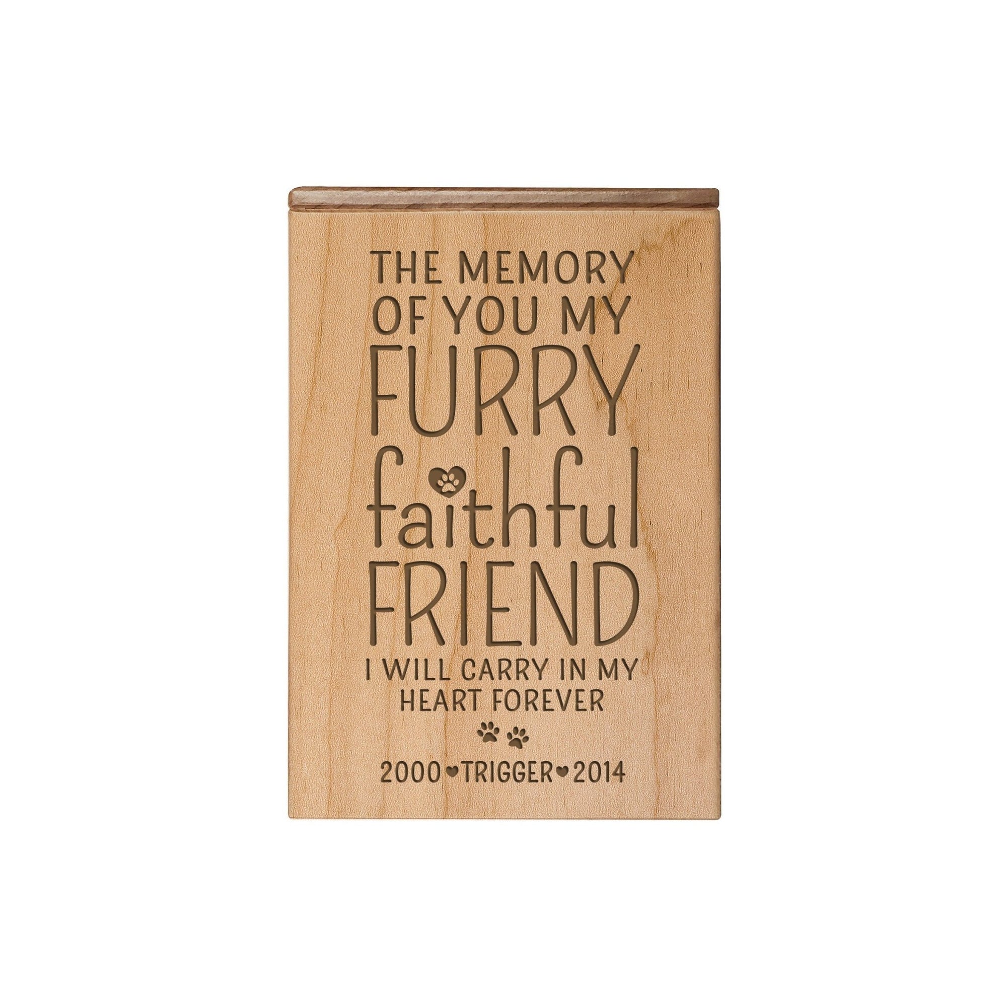 Pet Memorial Keepsake Cremation Urn Box For Dog or Cat - The Memory of You - LifeSong Milestones