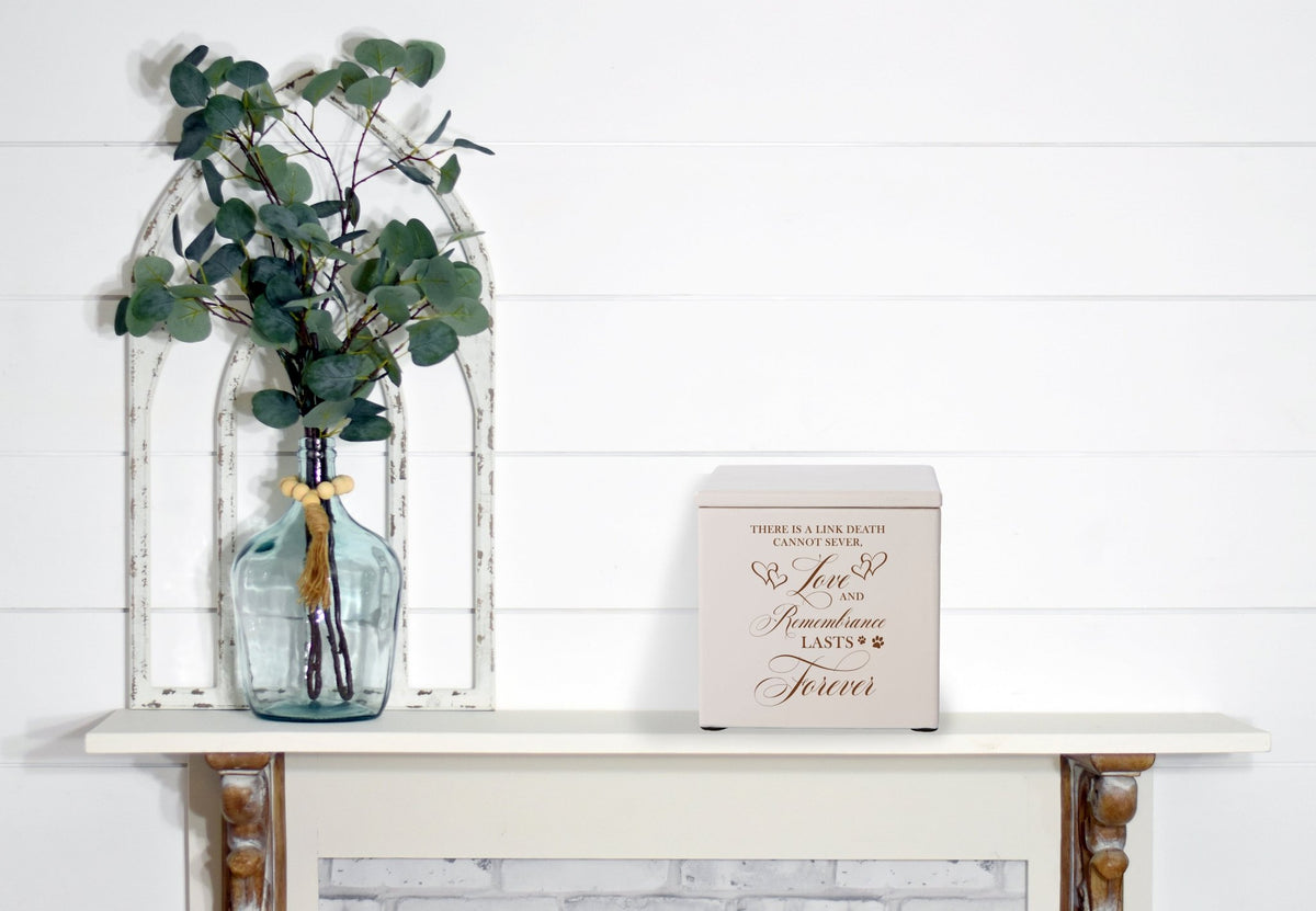Pet Memorial Keepsake Cremation Urn Box for Dog or Cat - There Is A Link Death Cannot Sever - LifeSong Milestones