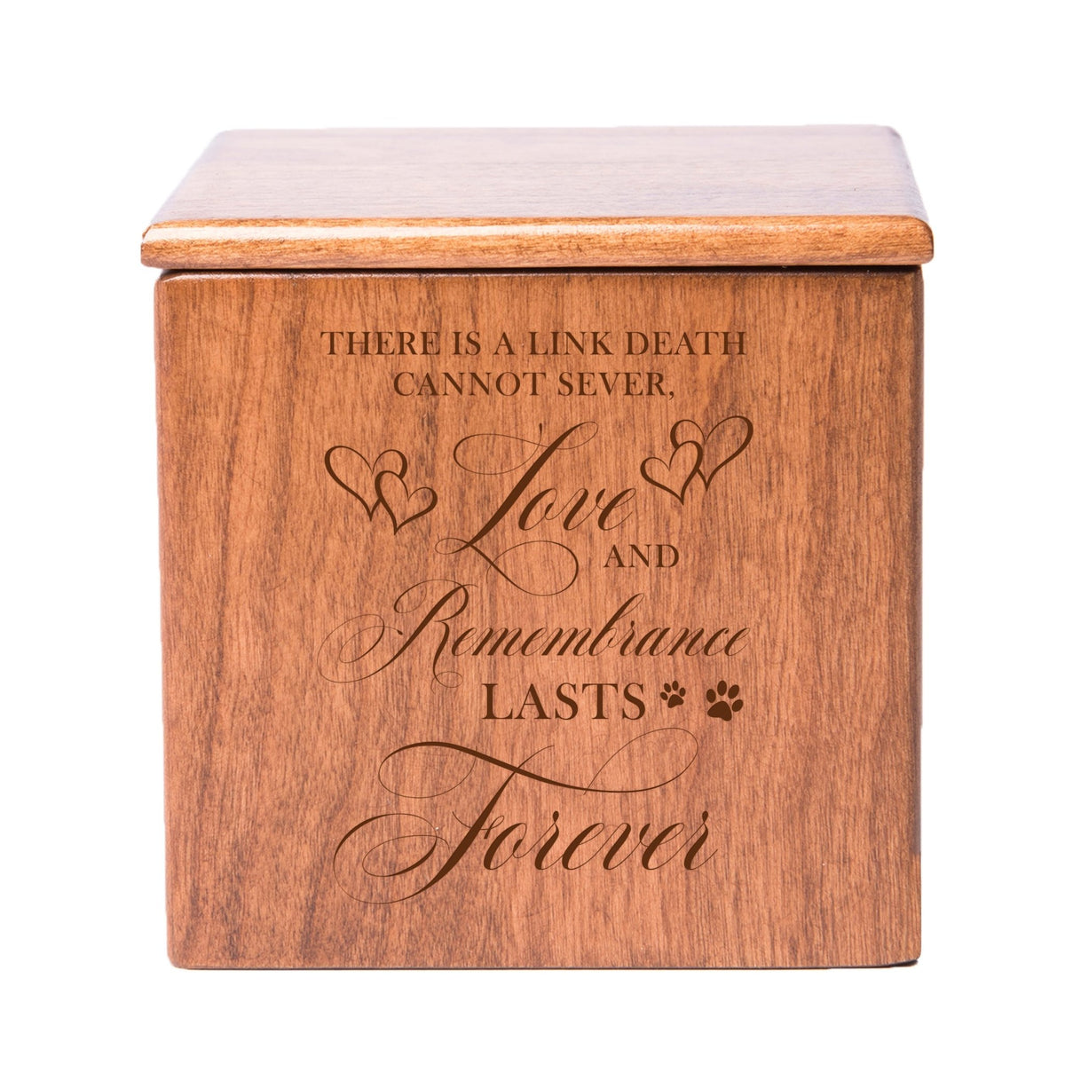 Pet Memorial Keepsake Cremation Urn Box for Dog or Cat - There Is A Link Death Cannot Sever - LifeSong Milestones