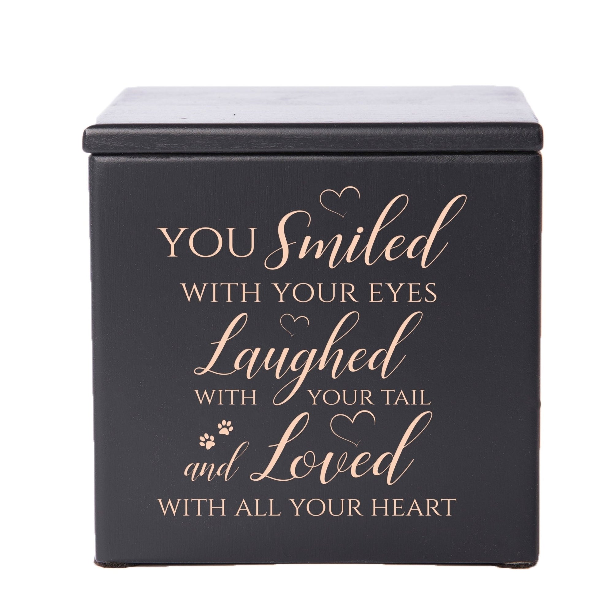 Pet Memorial Keepsake Cremation Urn Box for Dog or Cat - You Smiled With Your Eyes - LifeSong Milestones