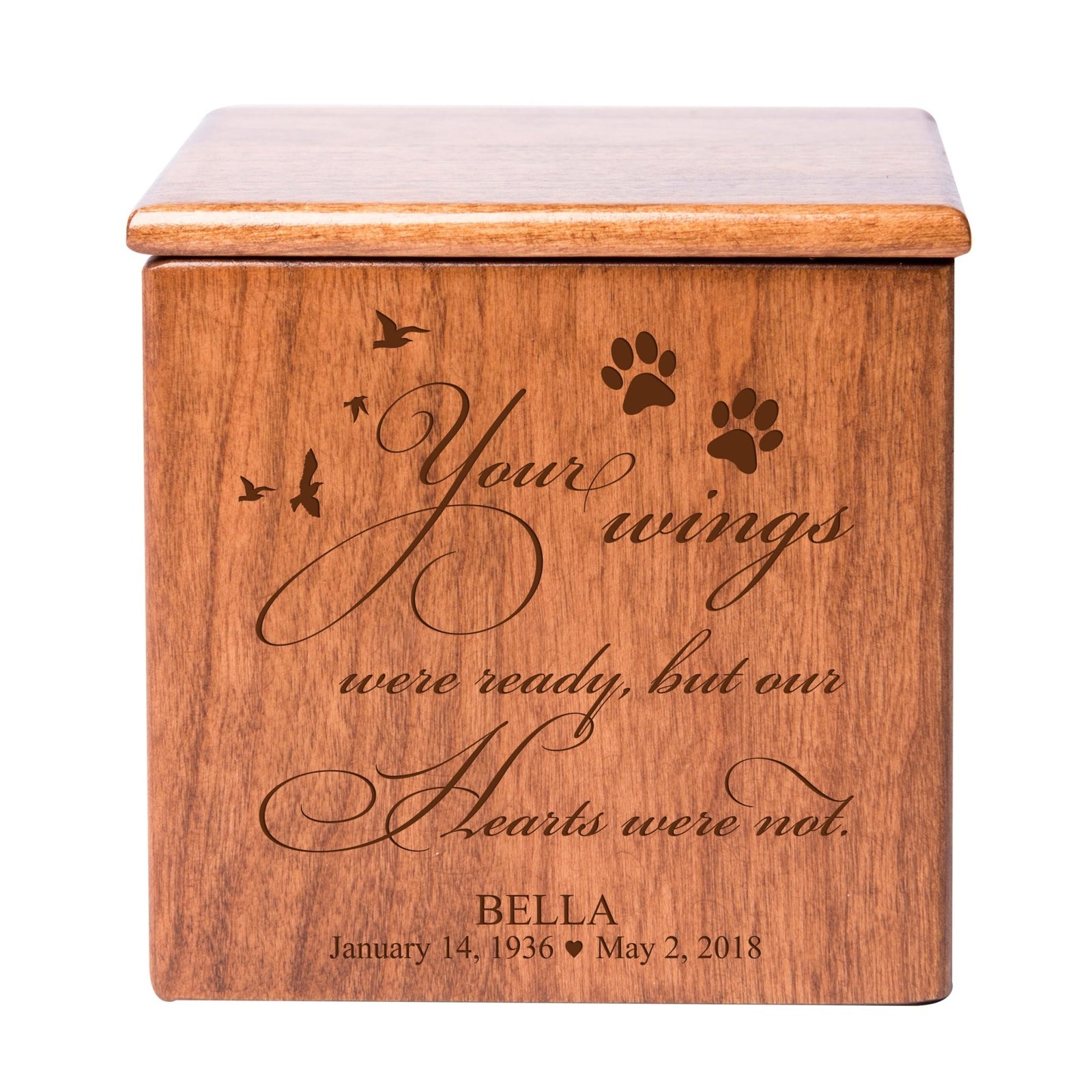 Small Wooden Keepsake Pet Urn Box for Ashes