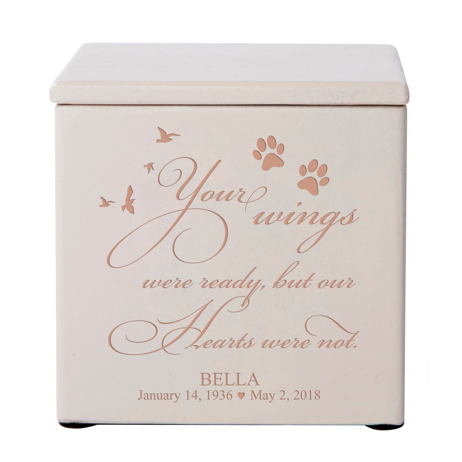 Personalized Pet Memorial Wooden Keepsake Cremation Urn Box for Dog or Cat
