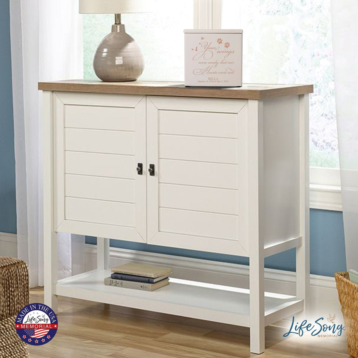 Personalized Pet Memorial Wooden Keepsake Cremation Urn Box for Dog or Cat