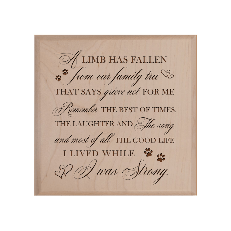 Pet Memorial Keepsake Urn Box for Dog or Cat - A Limb Has Fallen From Our Family Tree - LifeSong Milestones