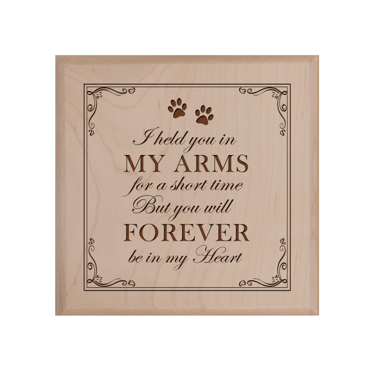 Pet Memorial Keepsake Urn Box for Dog or Cat - I Held You In My Arms - LifeSong Milestones