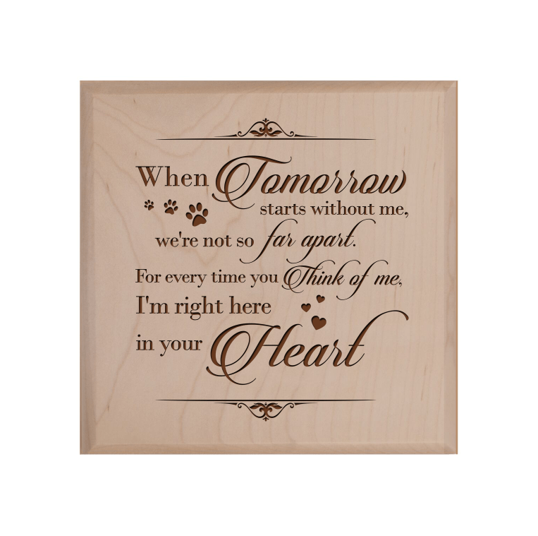 Pet Memorial Keepsake Urn Box for Dog or Cat - When Tomorrow Starts Without Me - LifeSong Milestones