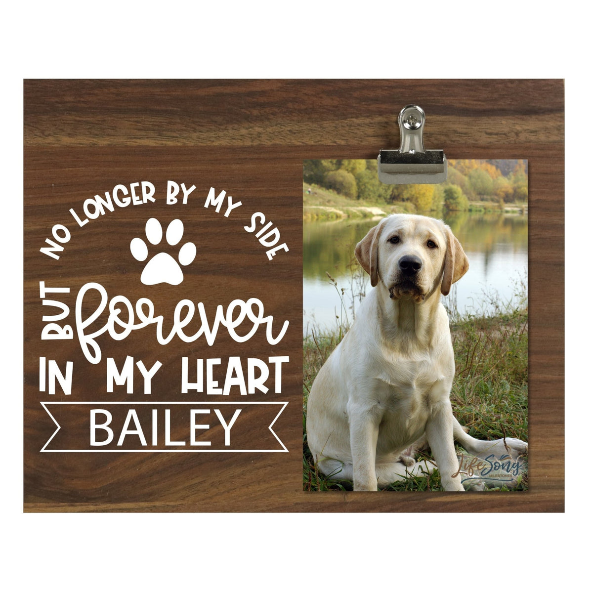 Pet Memorial Photo Clip Board - No Longer By My Side - LifeSong Milestones