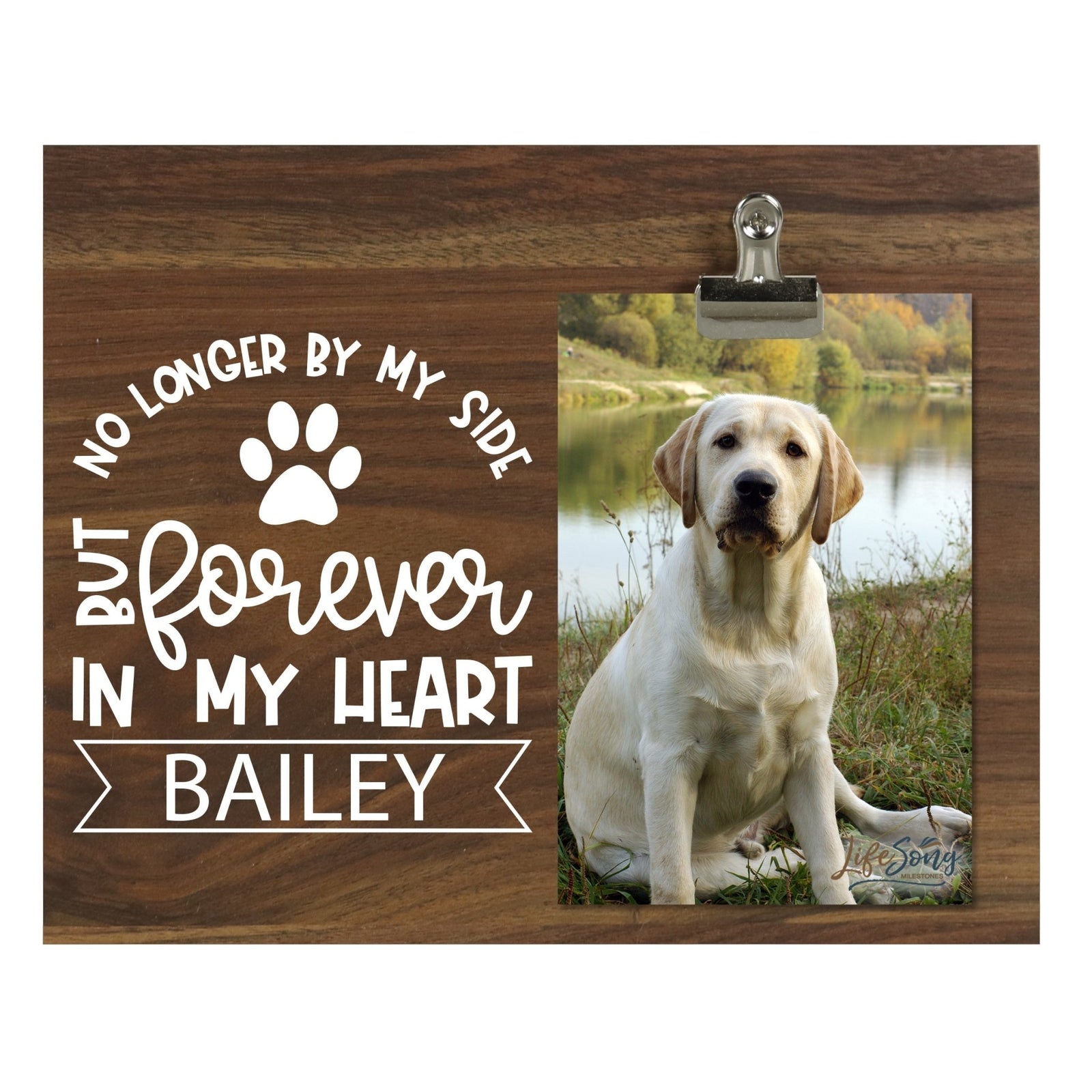 Pet Memorial Photo Clip Board - No Longer By My Side - LifeSong Milestones