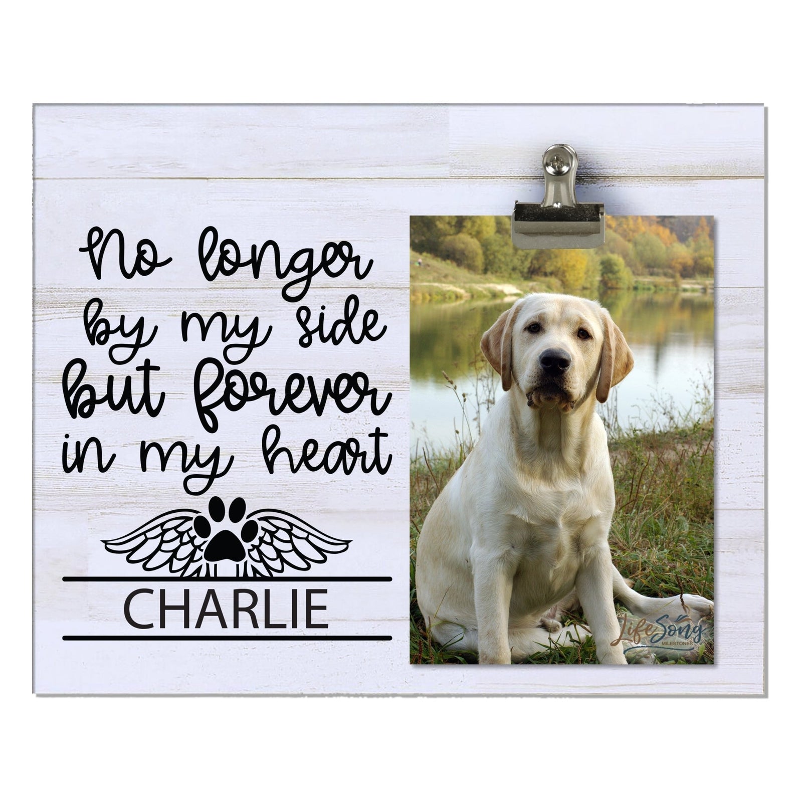 Pet Memorial Photo Clip Board - No Longer By My Side - LifeSong Milestones