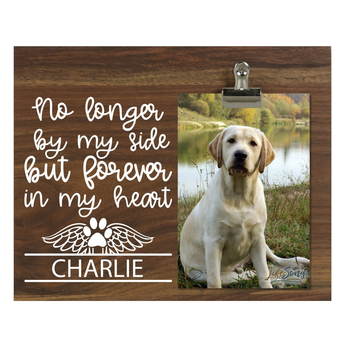 Pet Memorial Photo Clip Board - No Longer By My Side - LifeSong Milestones