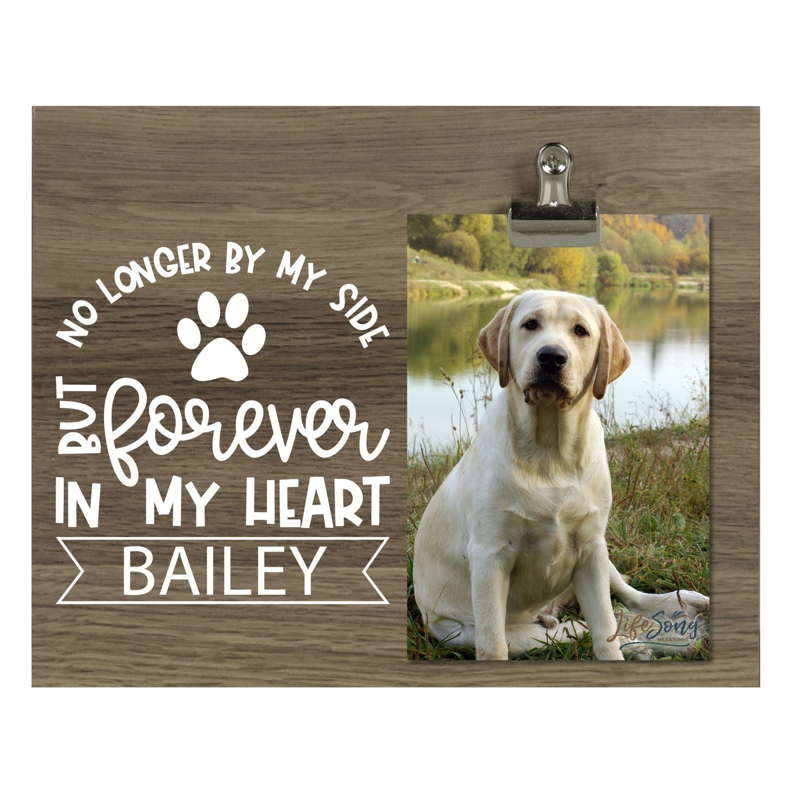 Pet Memorial Photo Clip Board - No Longer By My Side - LifeSong Milestones