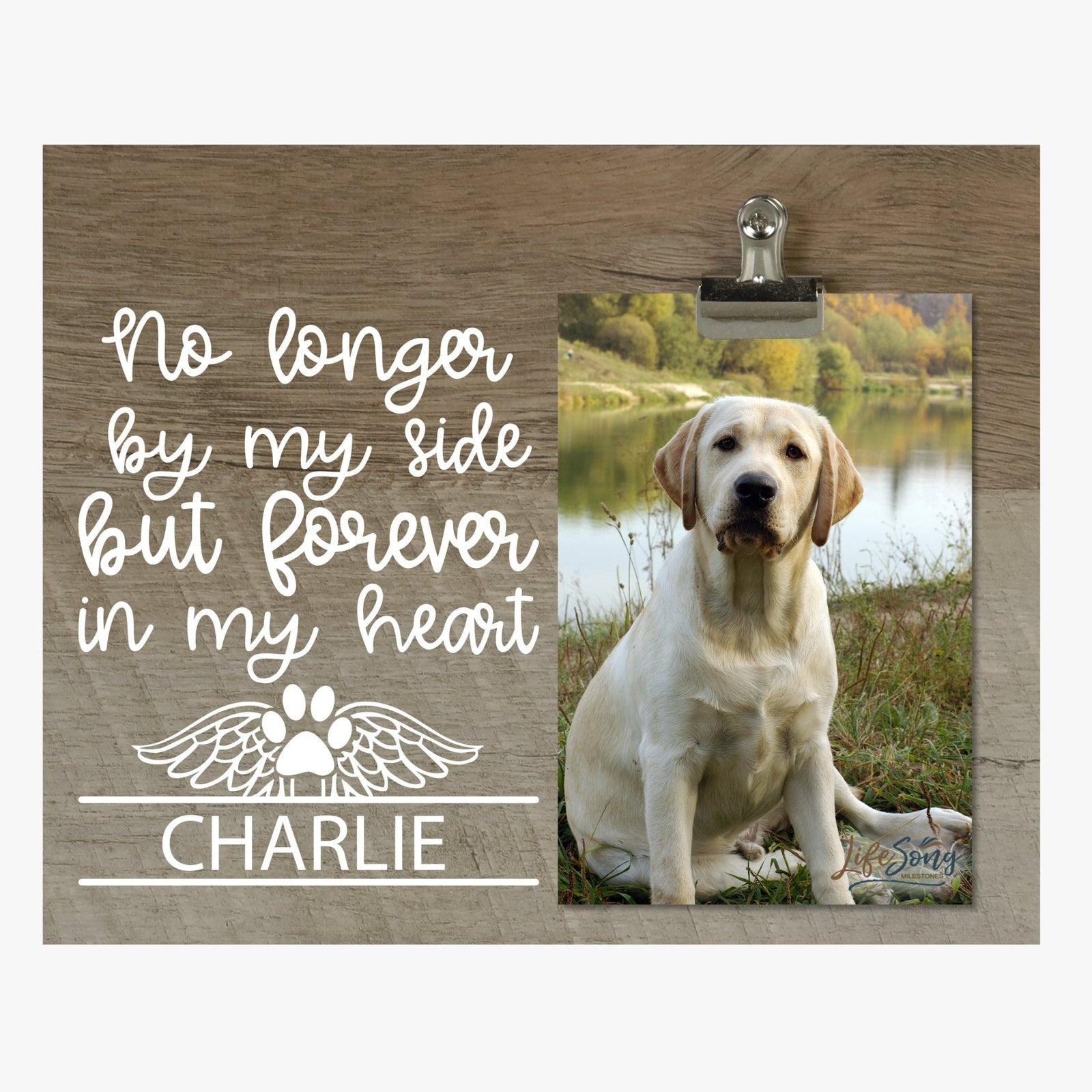 Pet Memorial Photo Clip Board - No Longer By My Side - LifeSong Milestones
