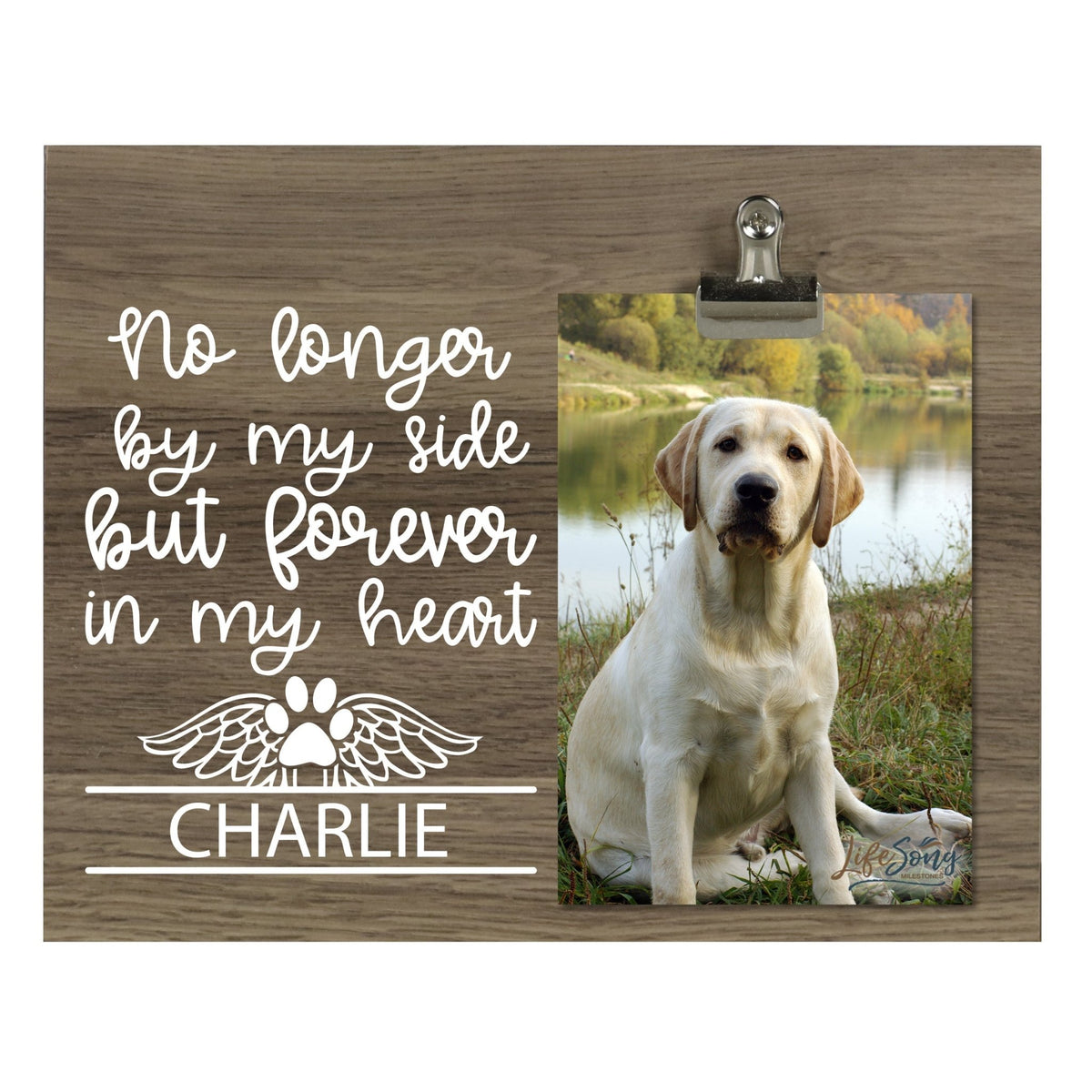 Pet Memorial Photo Clip Board - No Longer By My Side - LifeSong Milestones