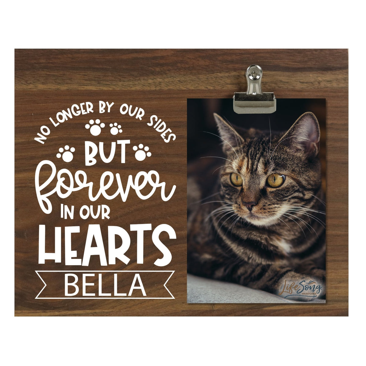 Pet Memorial Photo Clip Board - No Longer By Our Sides - LifeSong Milestones