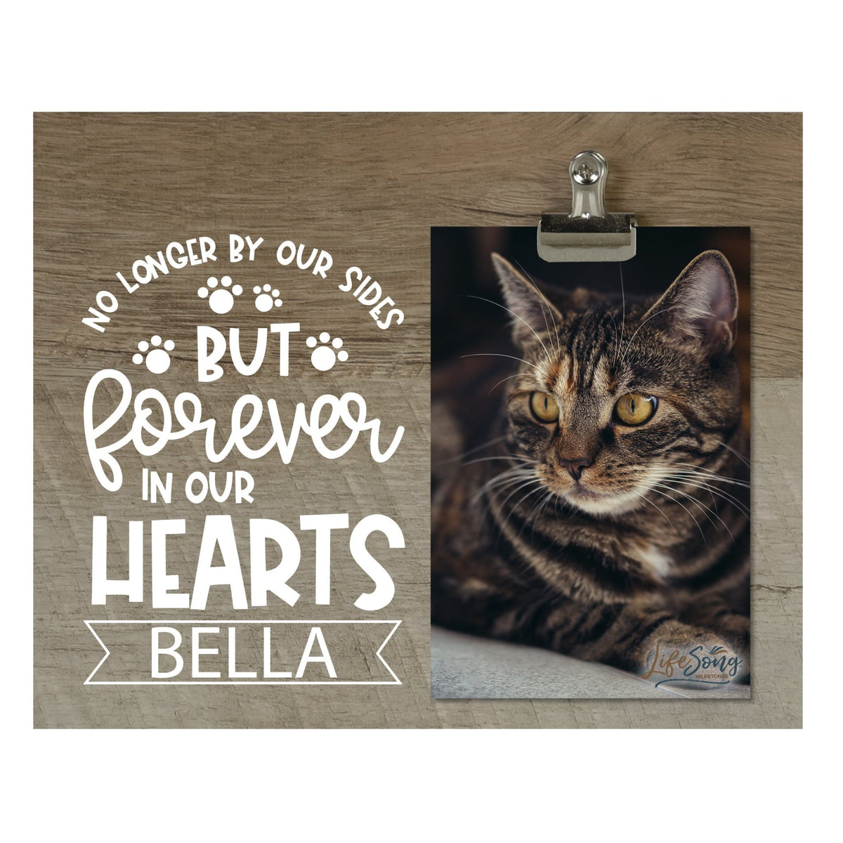Pet Memorial Photo Clip Board - No Longer By Our Sides - LifeSong Milestones