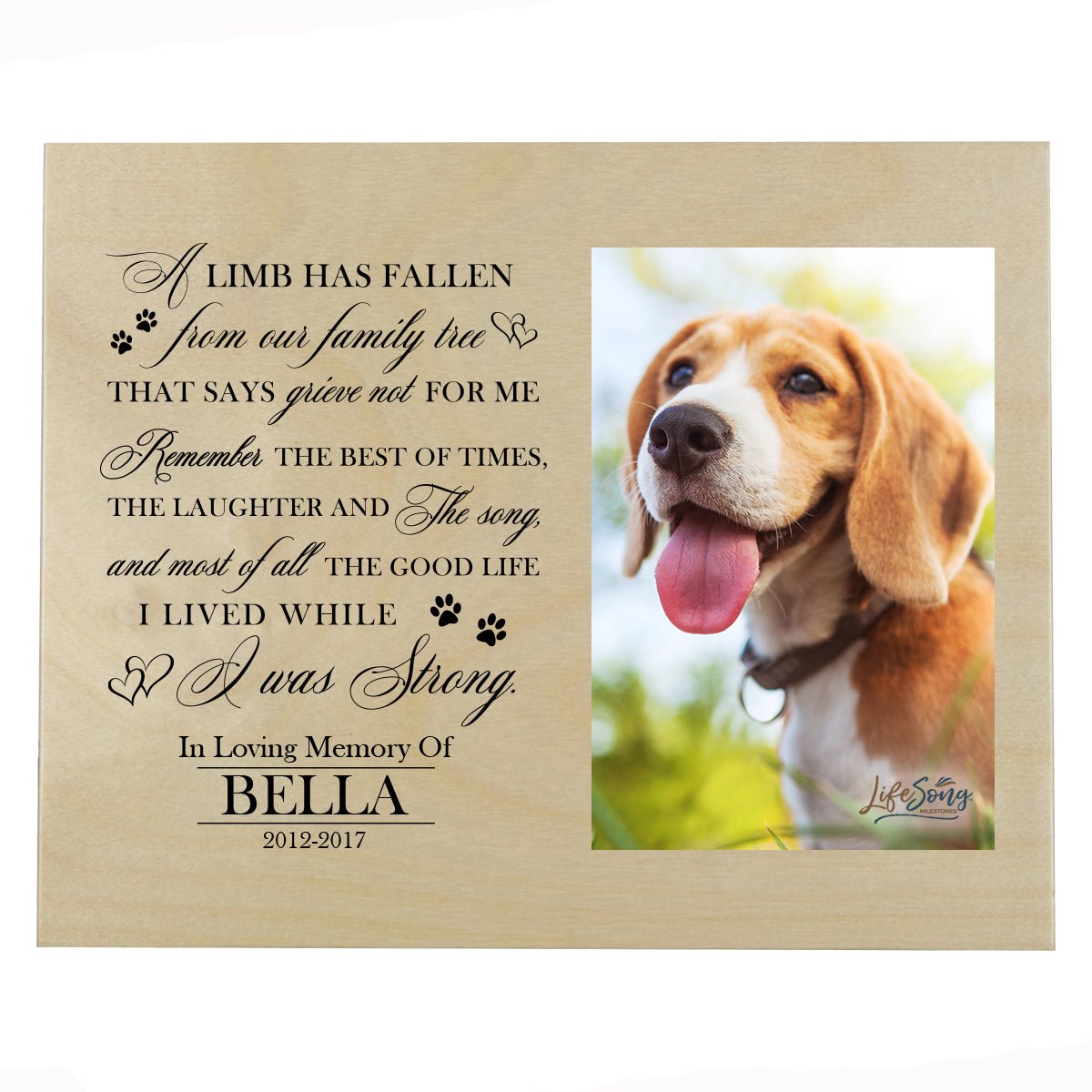 Pet Memorial Photo Wall Plaque Décor - A Limb Has Fallen From Our Family Tree - LifeSong Milestones