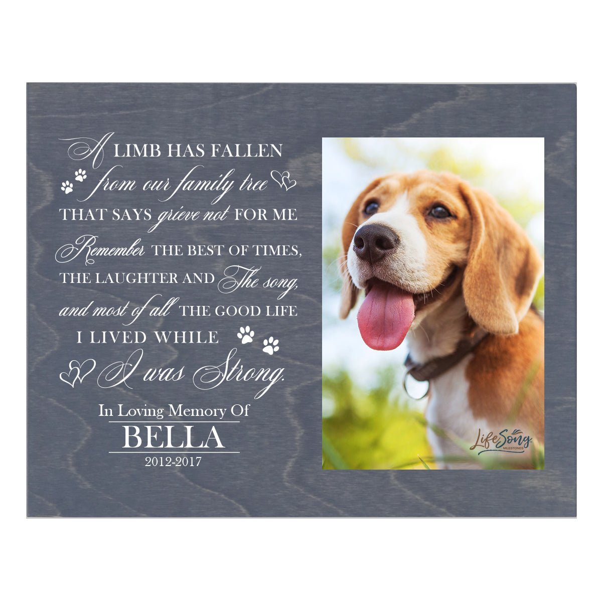 Pet Memorial Photo Wall Plaque Décor - A Limb Has Fallen From Our Family Tree - LifeSong Milestones