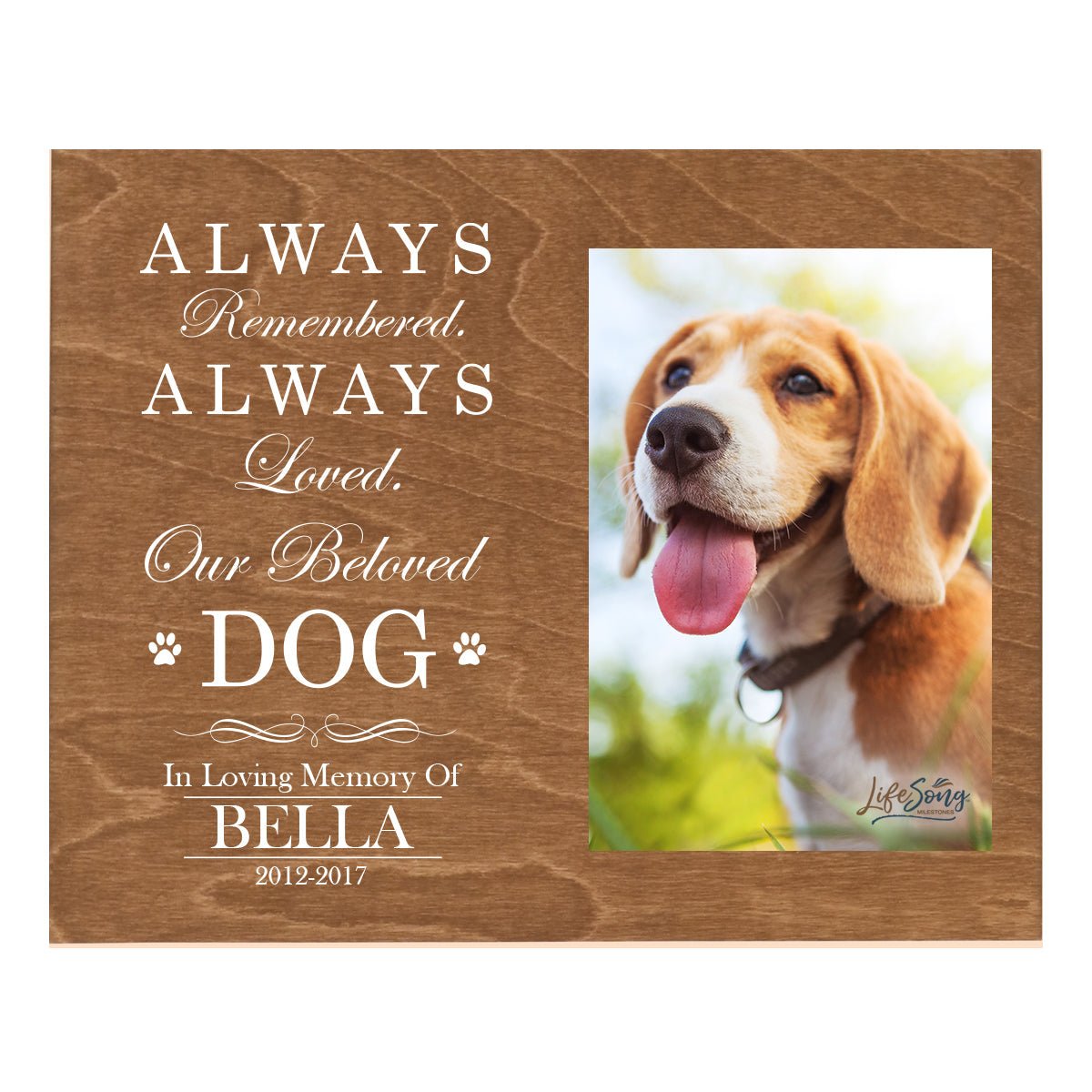 Pet Memorial Photo Wall Plaque Décor - Always Remembered, Always Loved - LifeSong Milestones