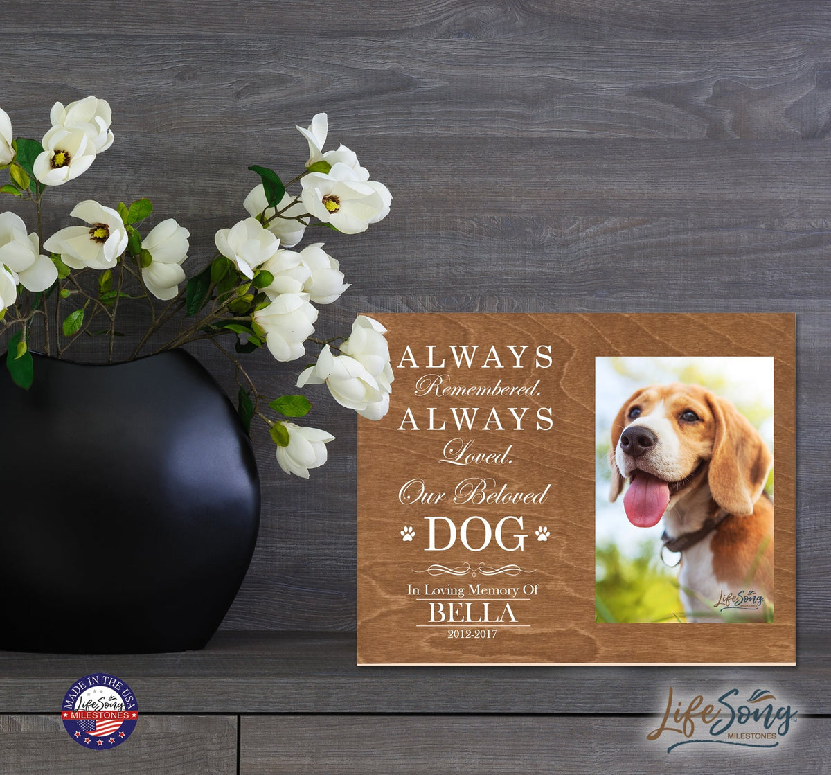 Pet Memorial Photo Wall Plaque Décor - Always Remembered, Always Loved - LifeSong Milestones