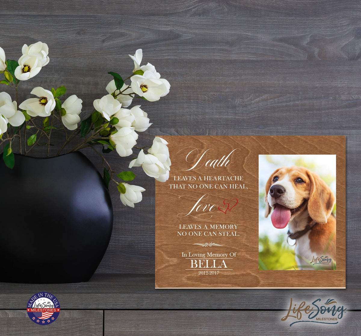 Pet Memorial Photo Wall Plaque Décor - Death Leaves A Heartache - LifeSong Milestones