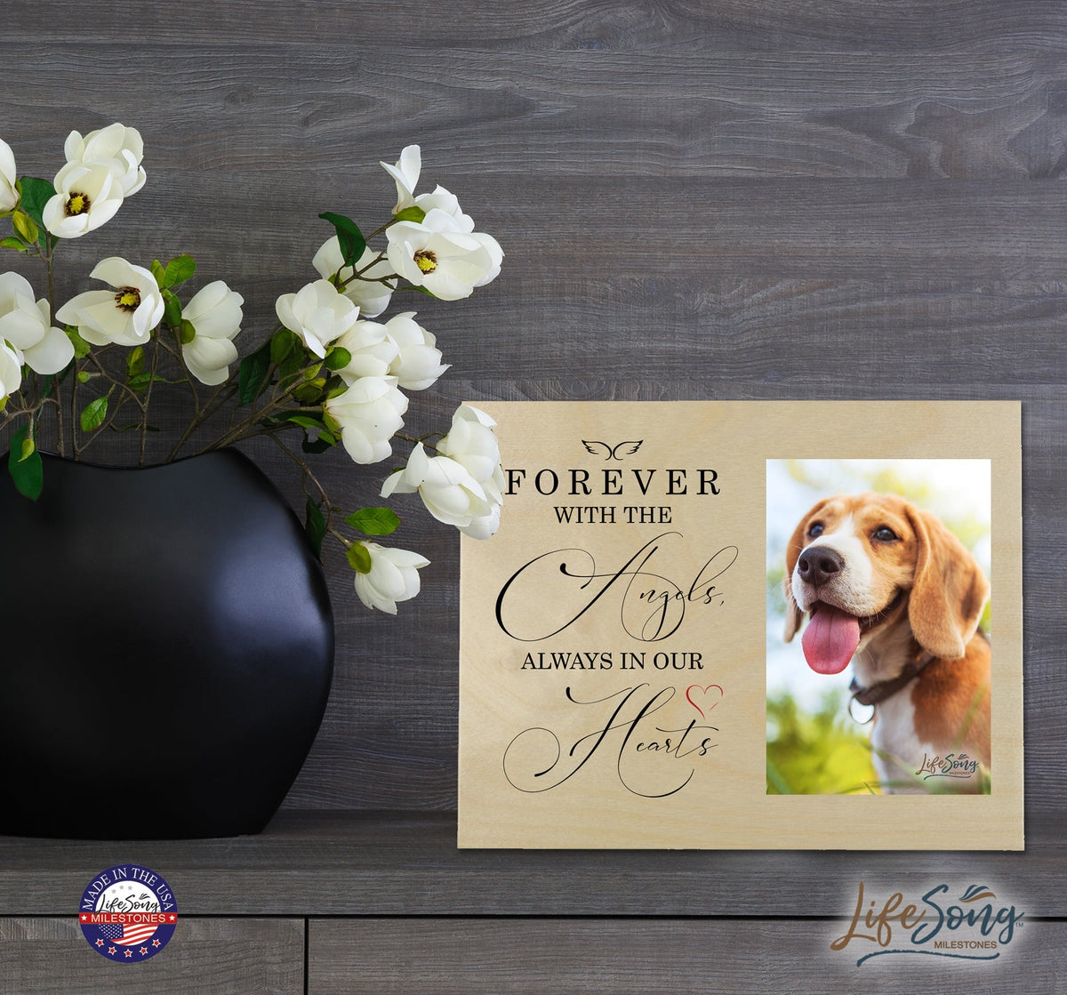 Pet Memorial Photo Wall Plaque Décor - Forever With The Angels - LifeSong Milestones